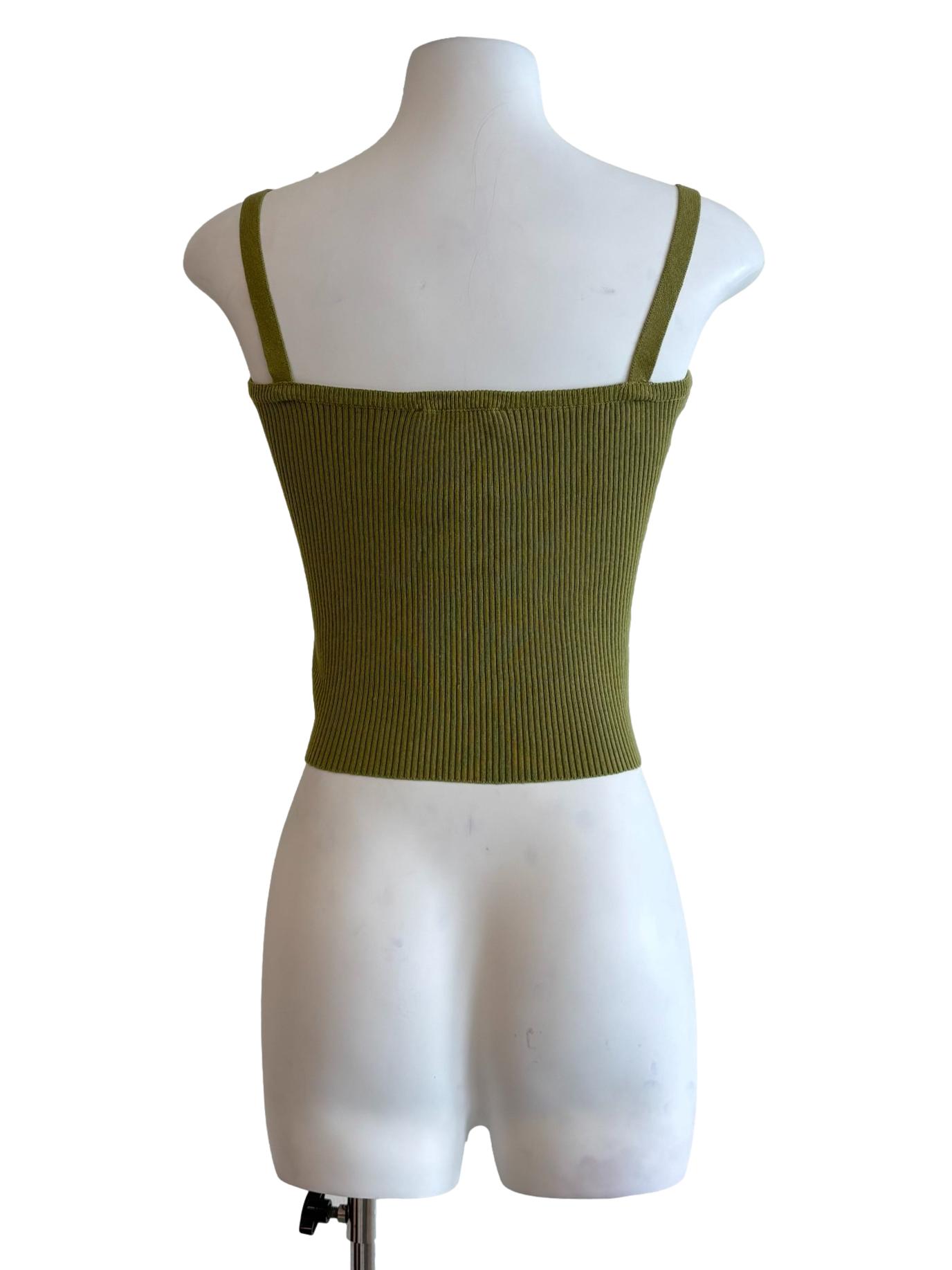 Avocado Green Ribbed Camisole Top