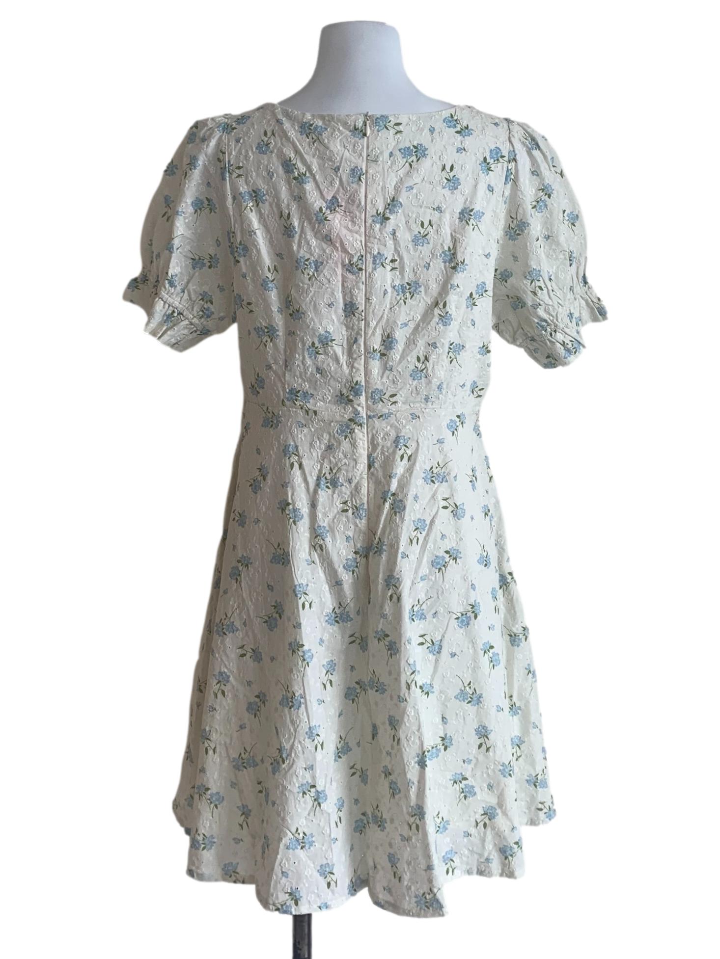 Chiffon White Floral Pattern Dress