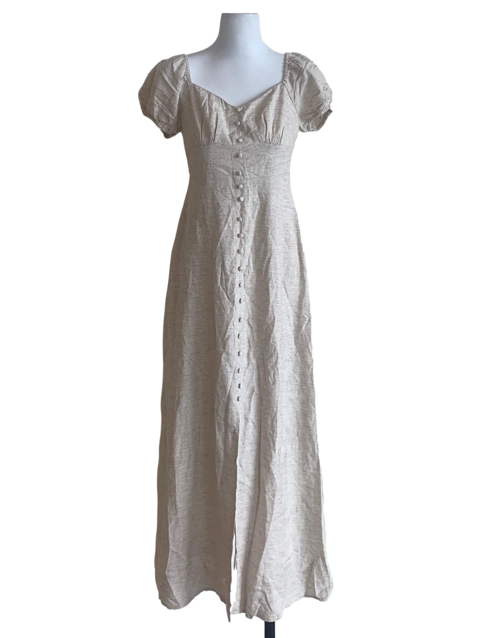 Egg Nog Beige Peasant Dress