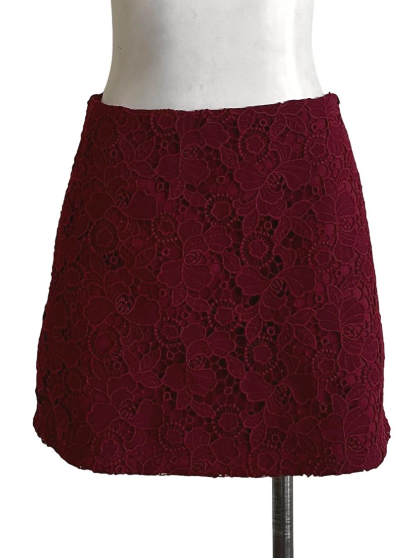 Ruby Red Embroidered Skirt
