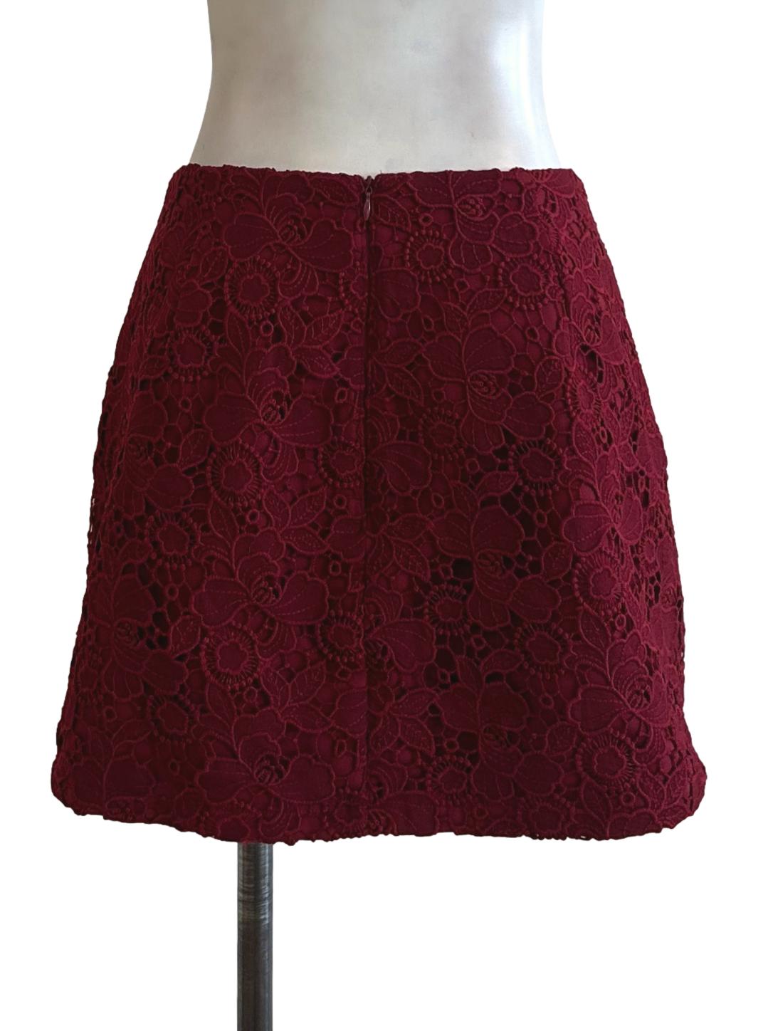 Ruby Red Embroidered Skirt