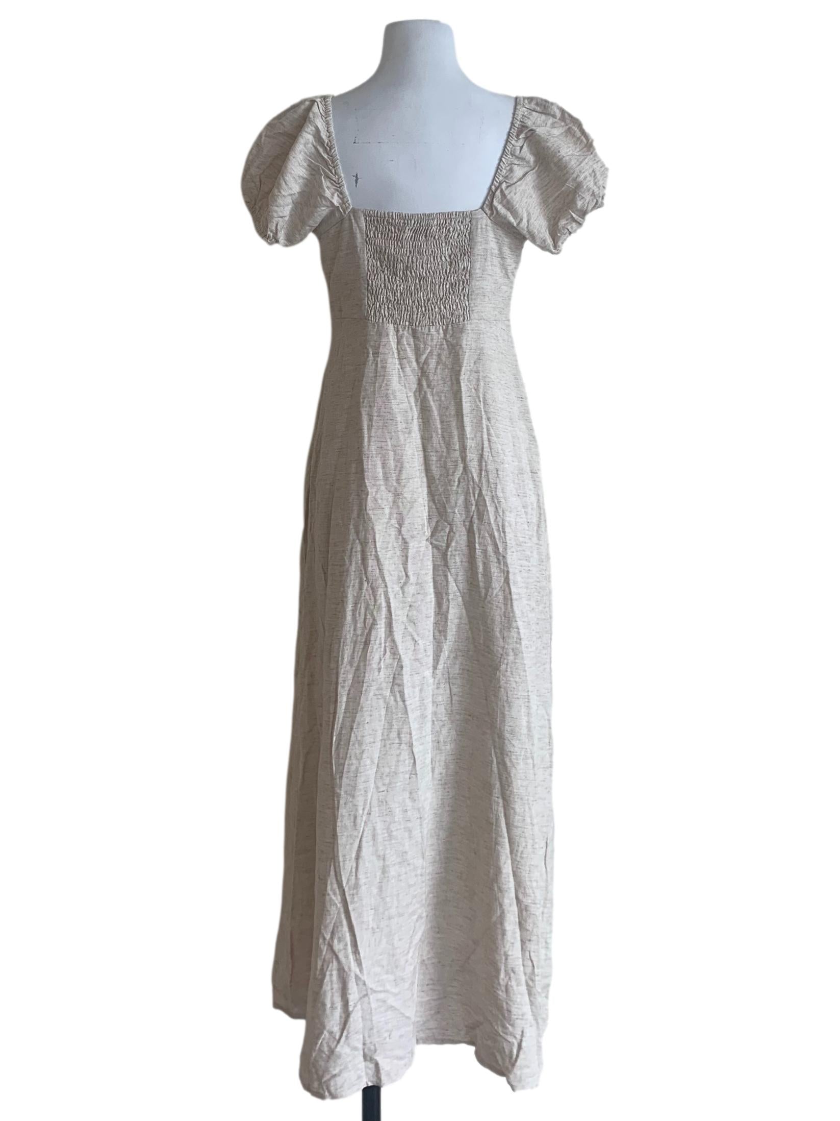 Egg Nog Beige Peasant Dress