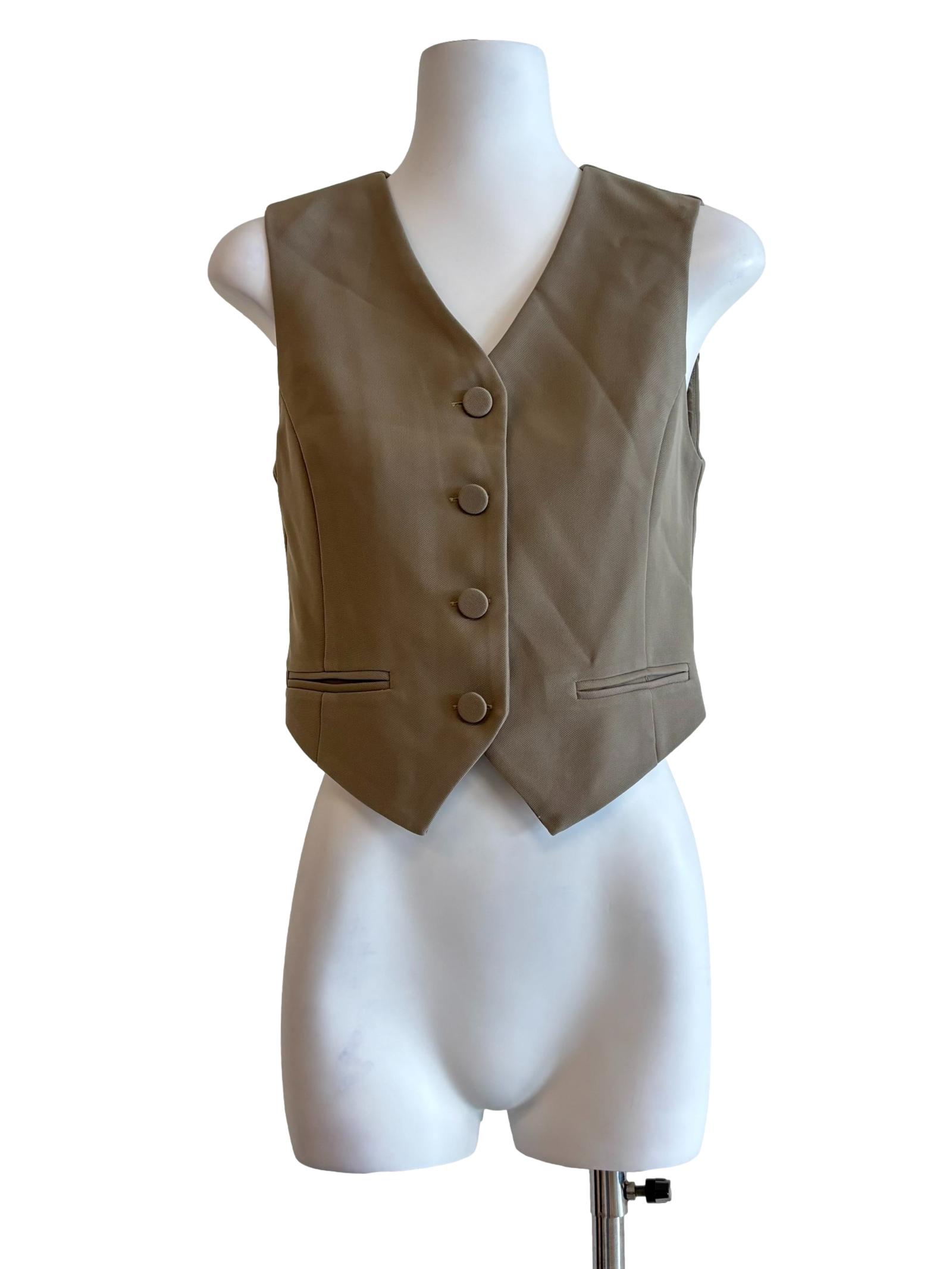 Buff Brown Sleeveless Buttoned Vest