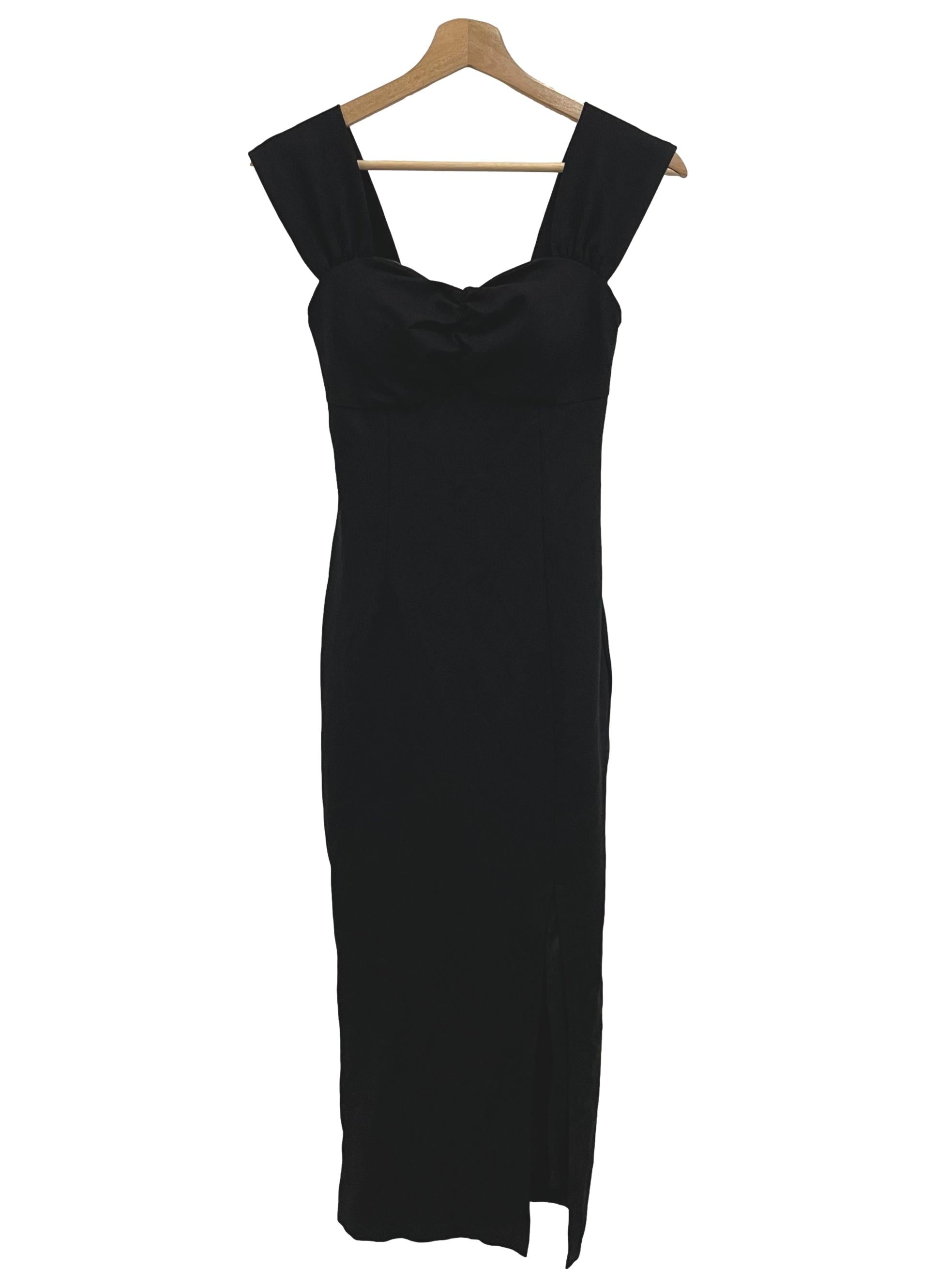 Carrislabelle Black Ruch Front Maxi Bodycon Sheath Dress