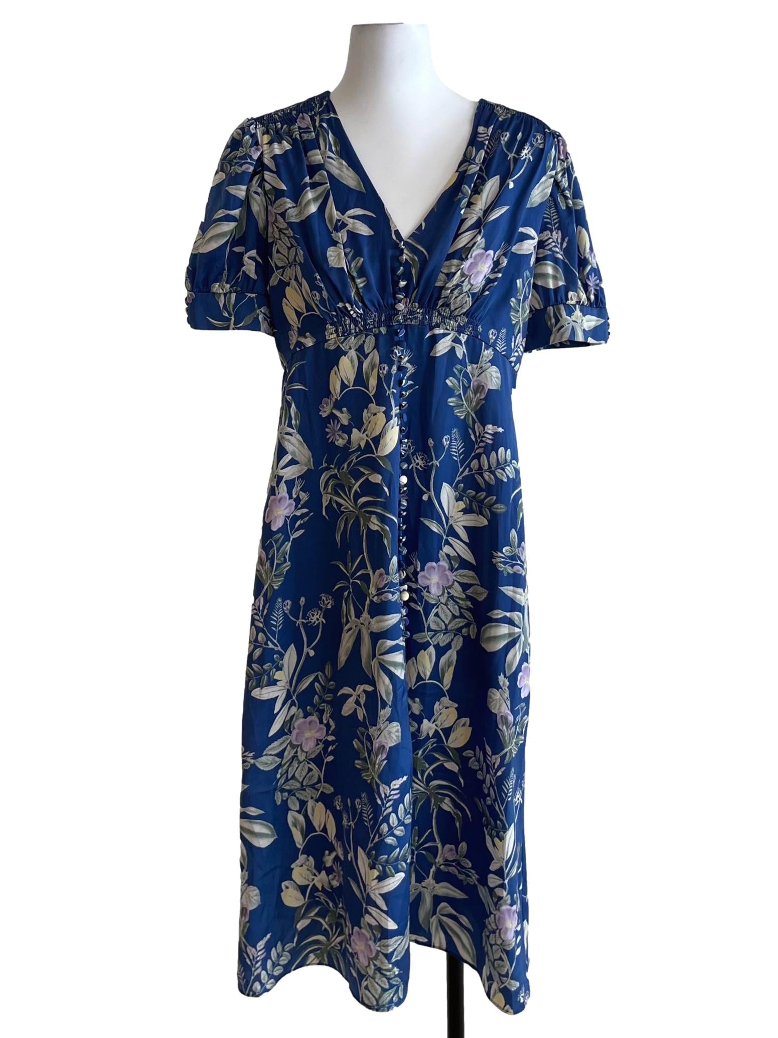 Blue Bloral Empire Dress