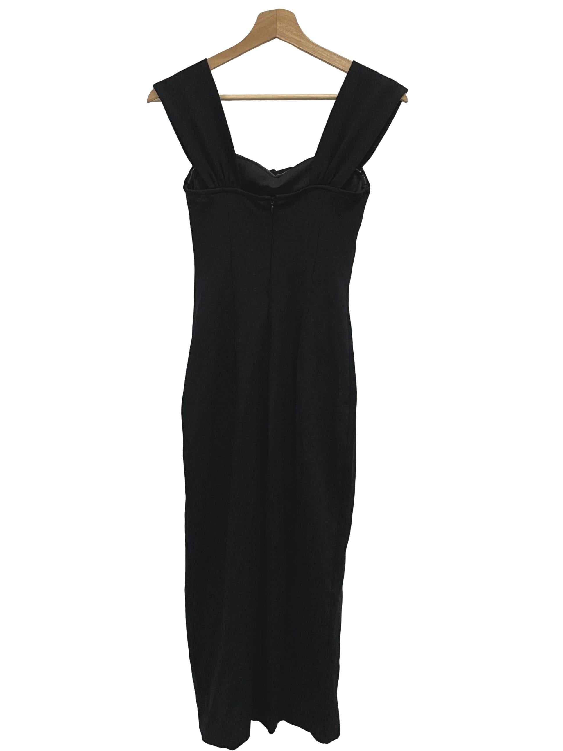 Carrislabelle Black Ruch Front Maxi Bodycon Sheath Dress