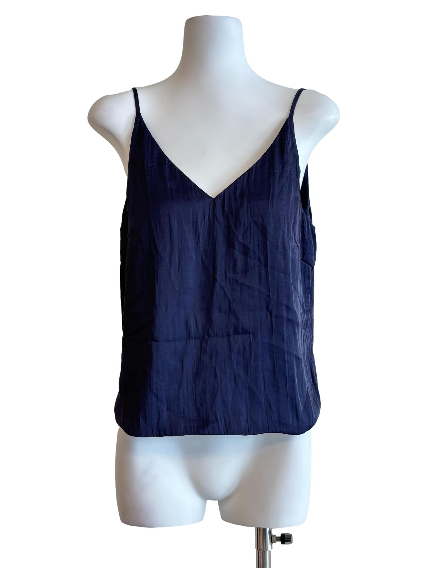 Midnight Blue Satin Camisole Top