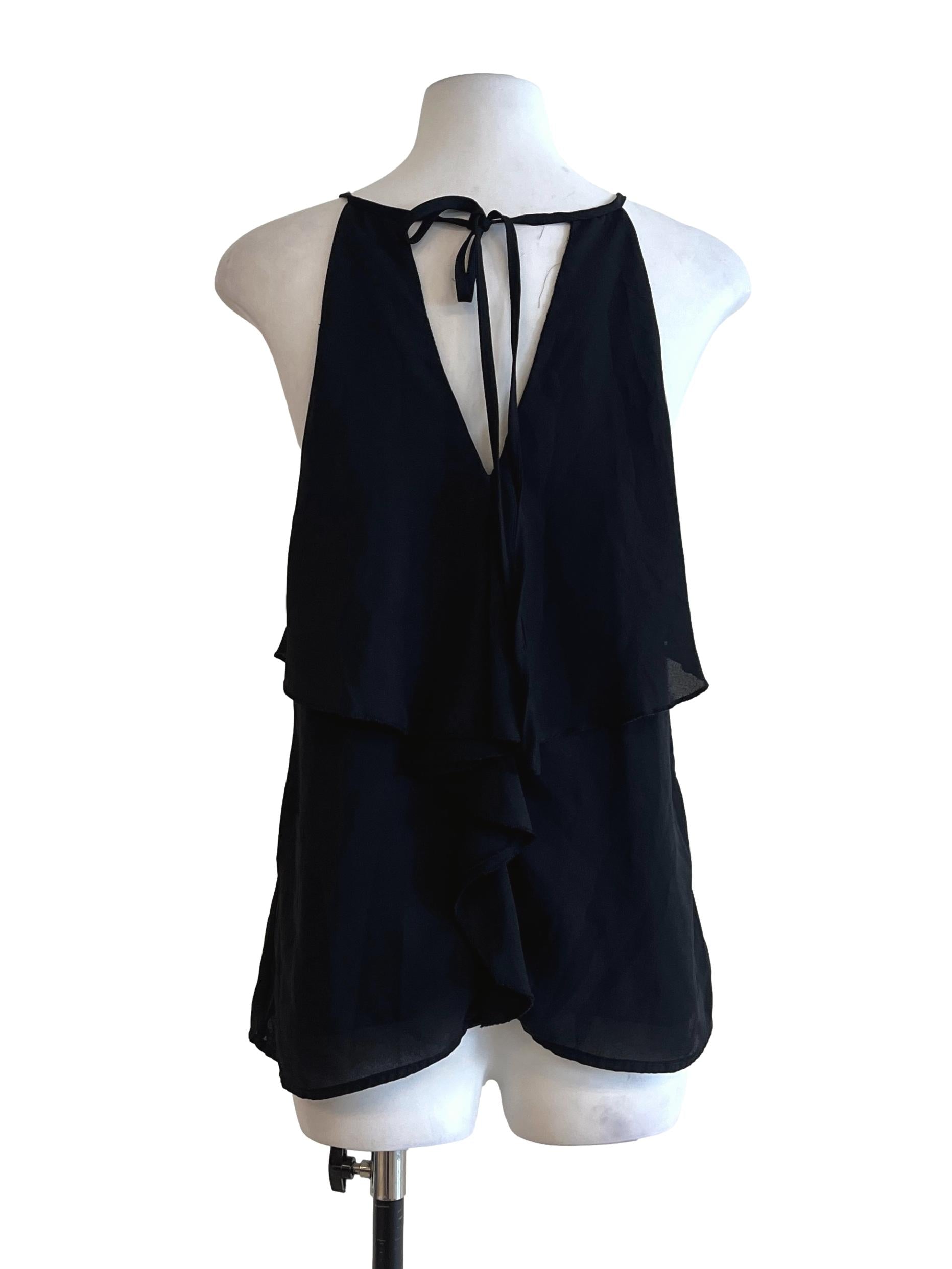 Jade Black Halter A-Line Sleeveless Top