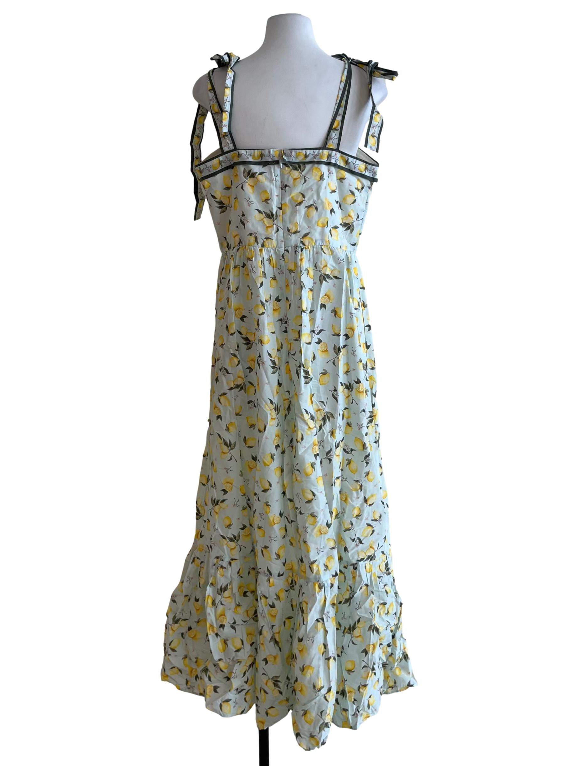 Light Blue Lemon Print A-Line Dress