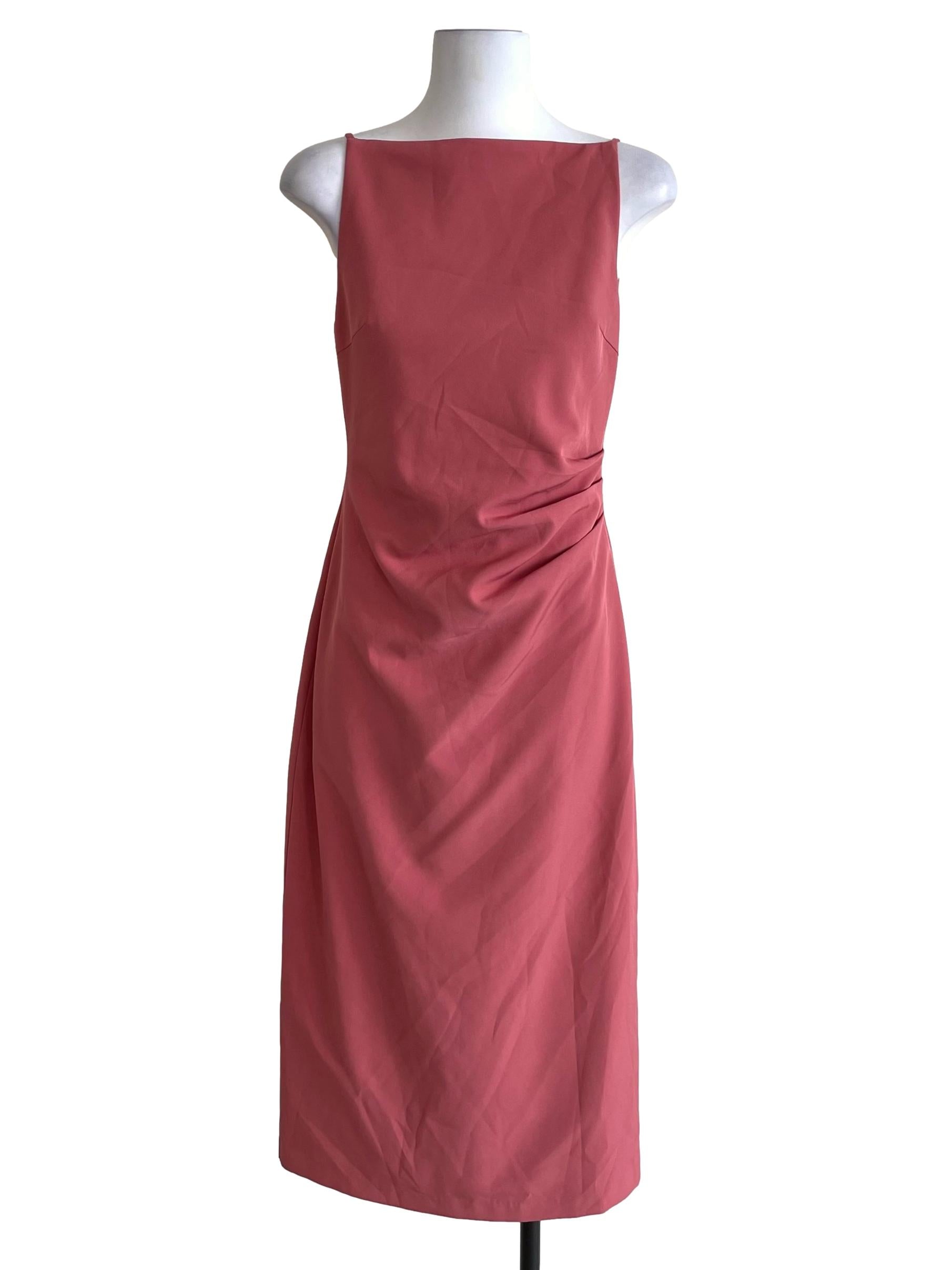 Watermelon Pink Draped Slip Dress