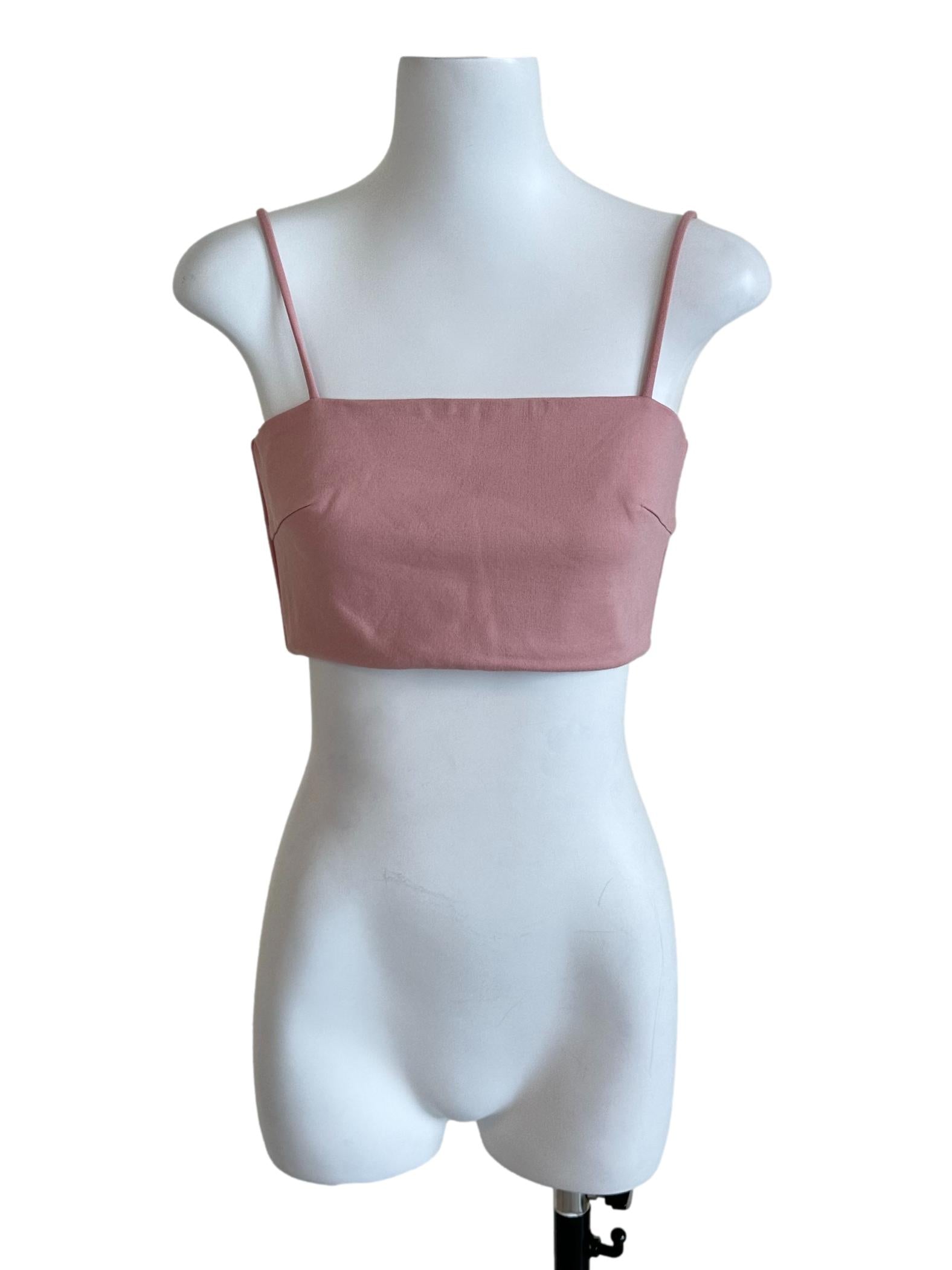 Blush Pink Plain Sleveless Crop Top LB