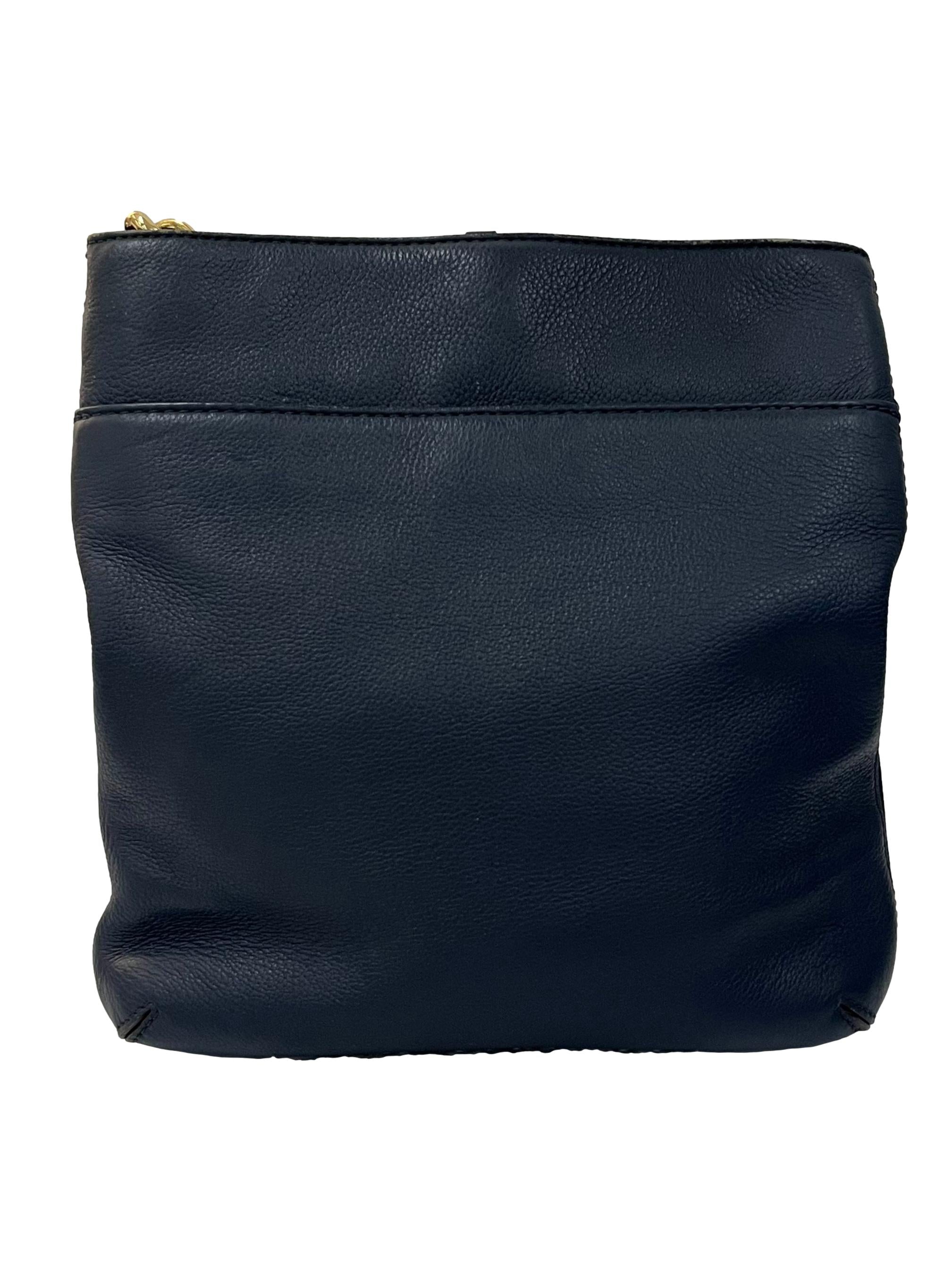 Navy Blue Hamilton Pebble Leather Crossbody Bag