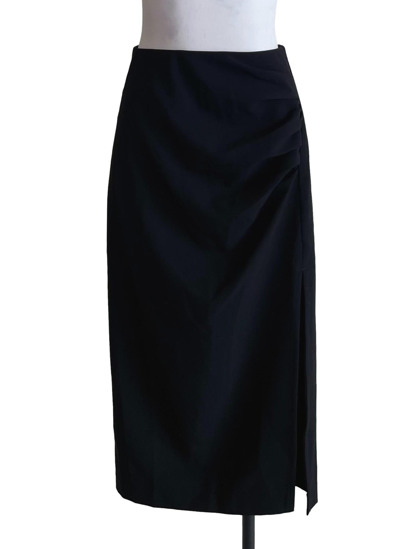 Black Ruched Slit Skirt