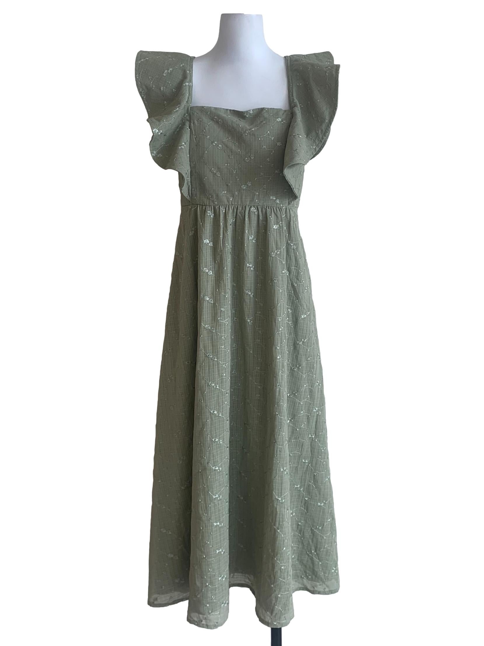 Sage Green Pattern Empire Dress
