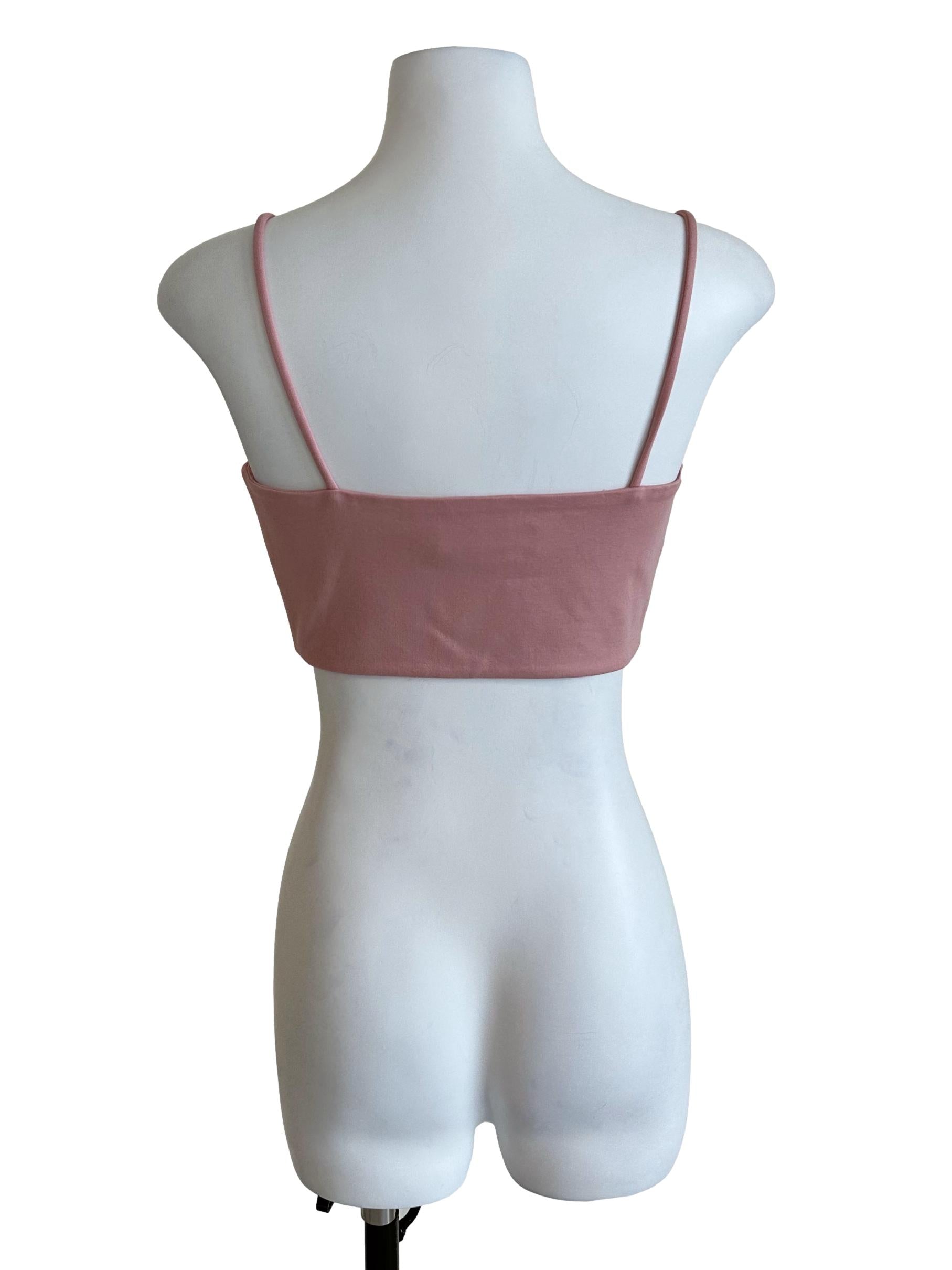 Blush Pink Plain Sleveless Crop Top LB