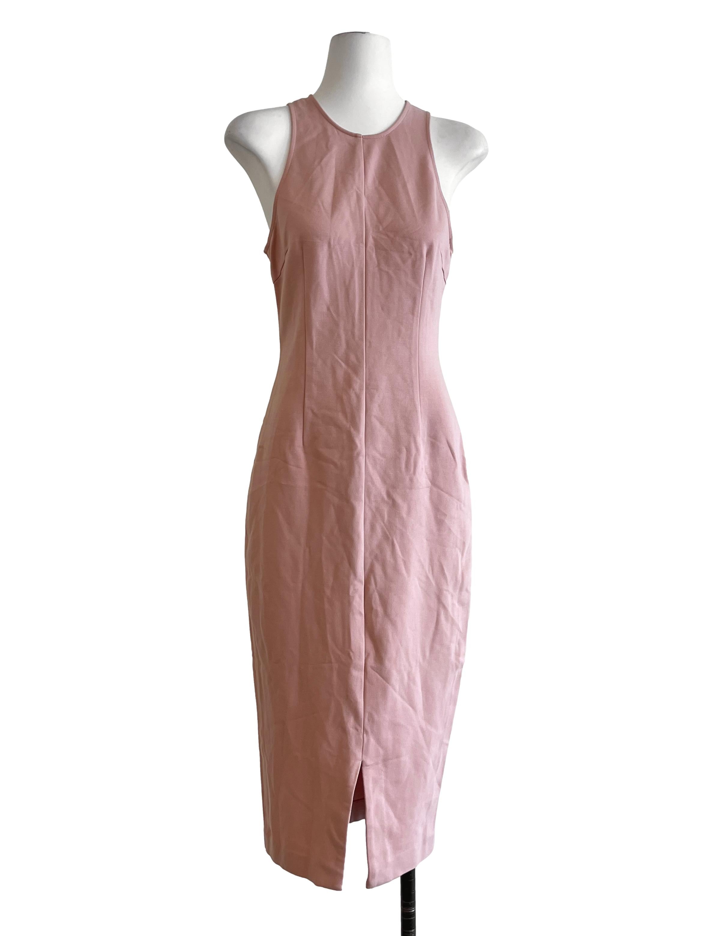 Salmon Pink Halter Sleeveless A-Line Dress LB