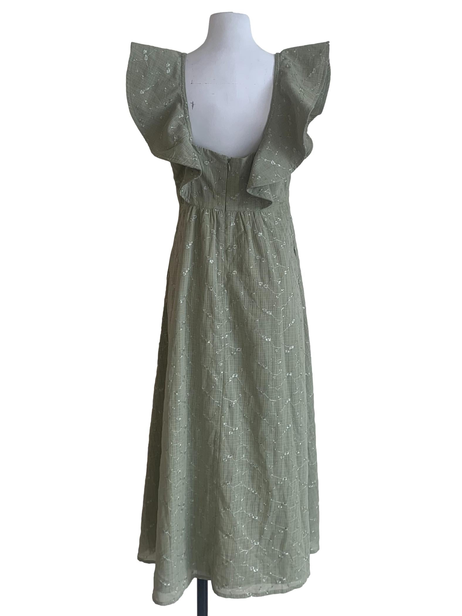 Sage Green Pattern Empire Dress
