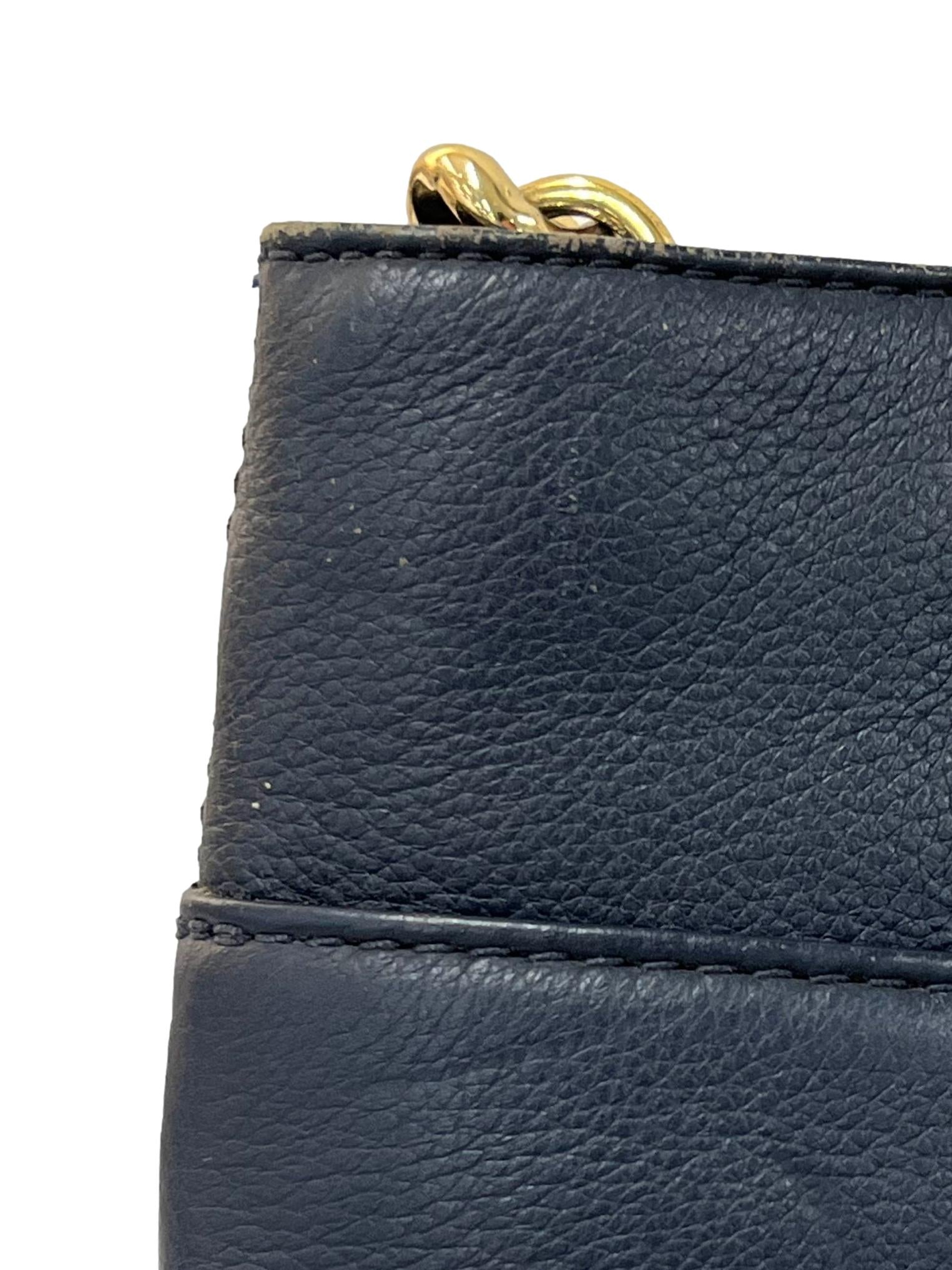 Navy Blue Hamilton Pebble Leather Crossbody Bag
