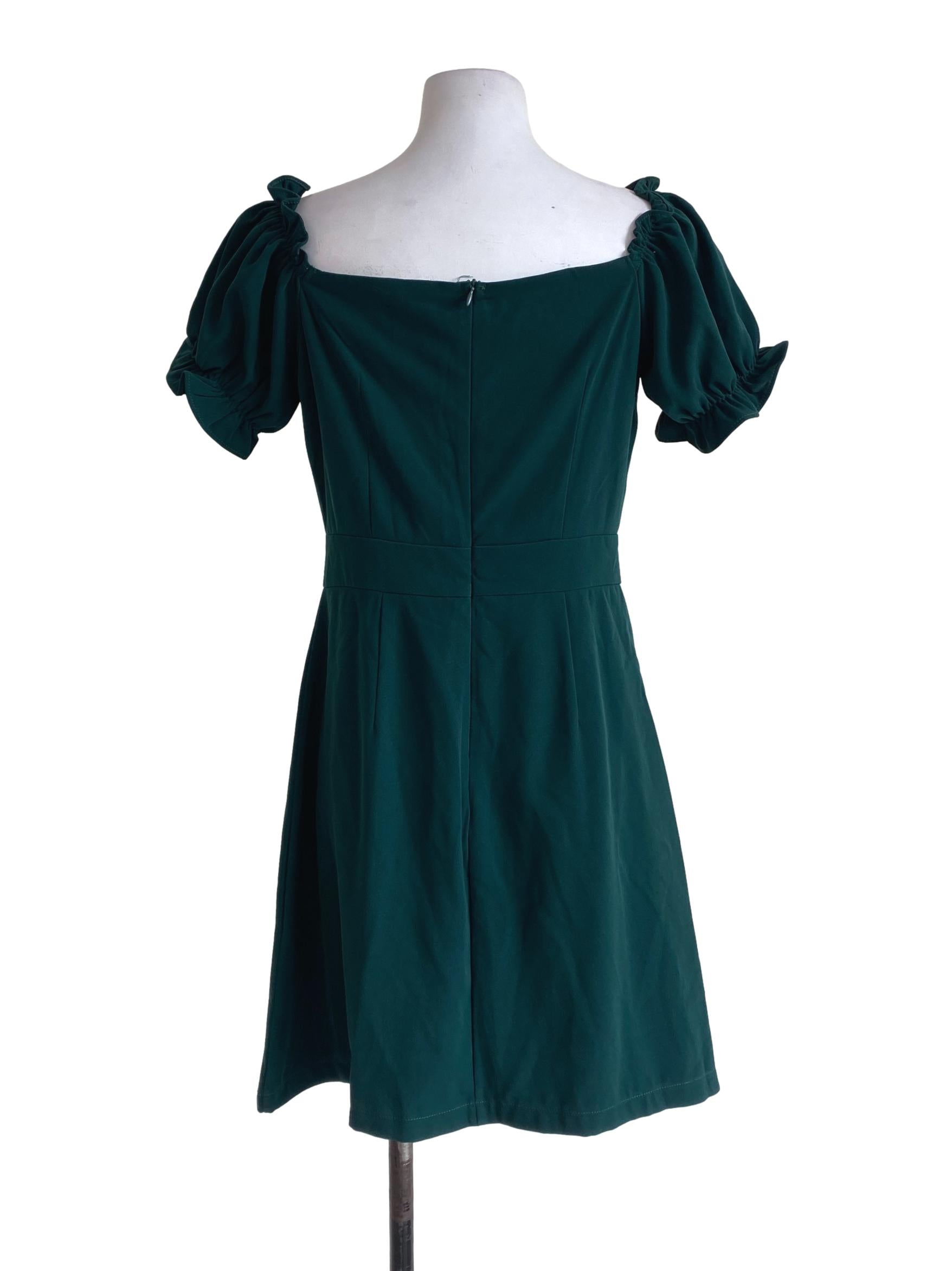 Green Puffy Sleeve Empire Dress