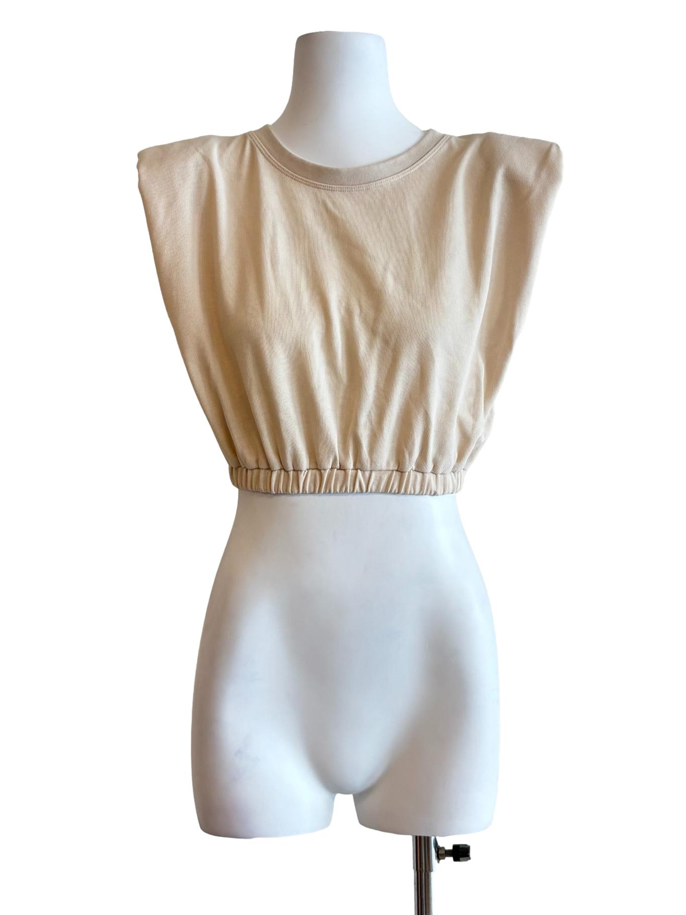 Peach Sleeveless Fitted Waist Top