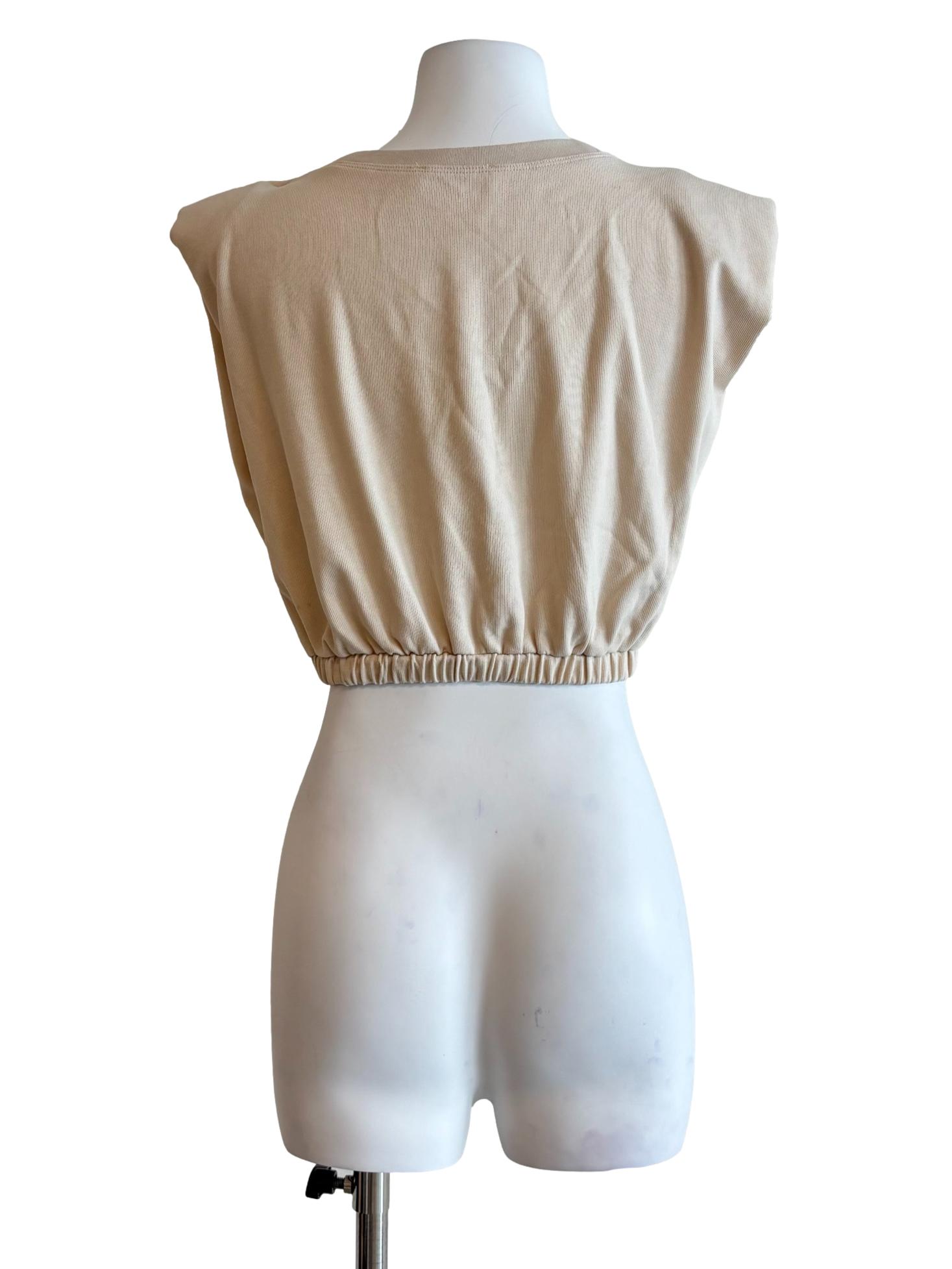 Peach Sleeveless Fitted Waist Top