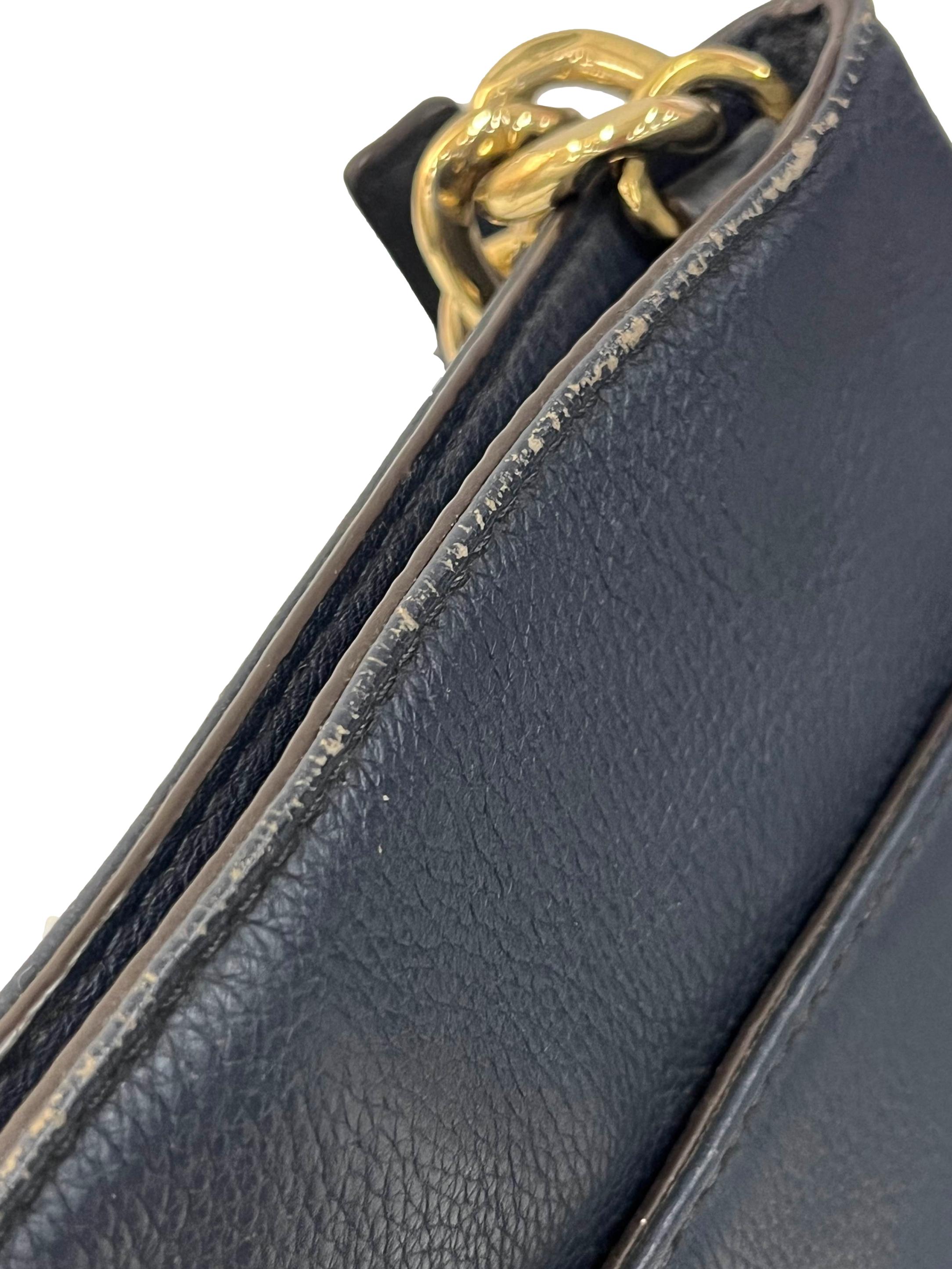 Navy Blue Hamilton Pebble Leather Crossbody Bag