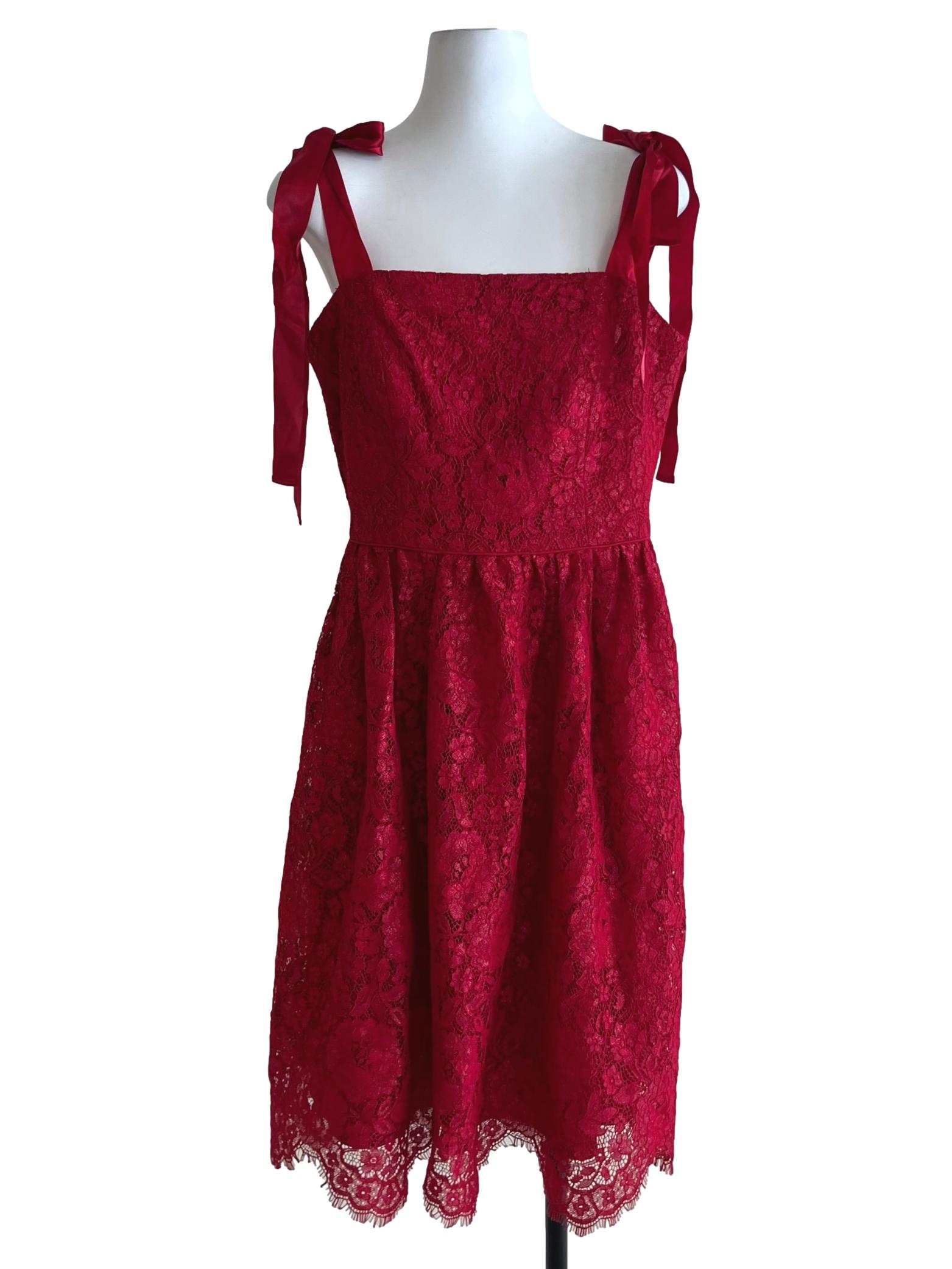 Ruby Red Lace A-Line Dress