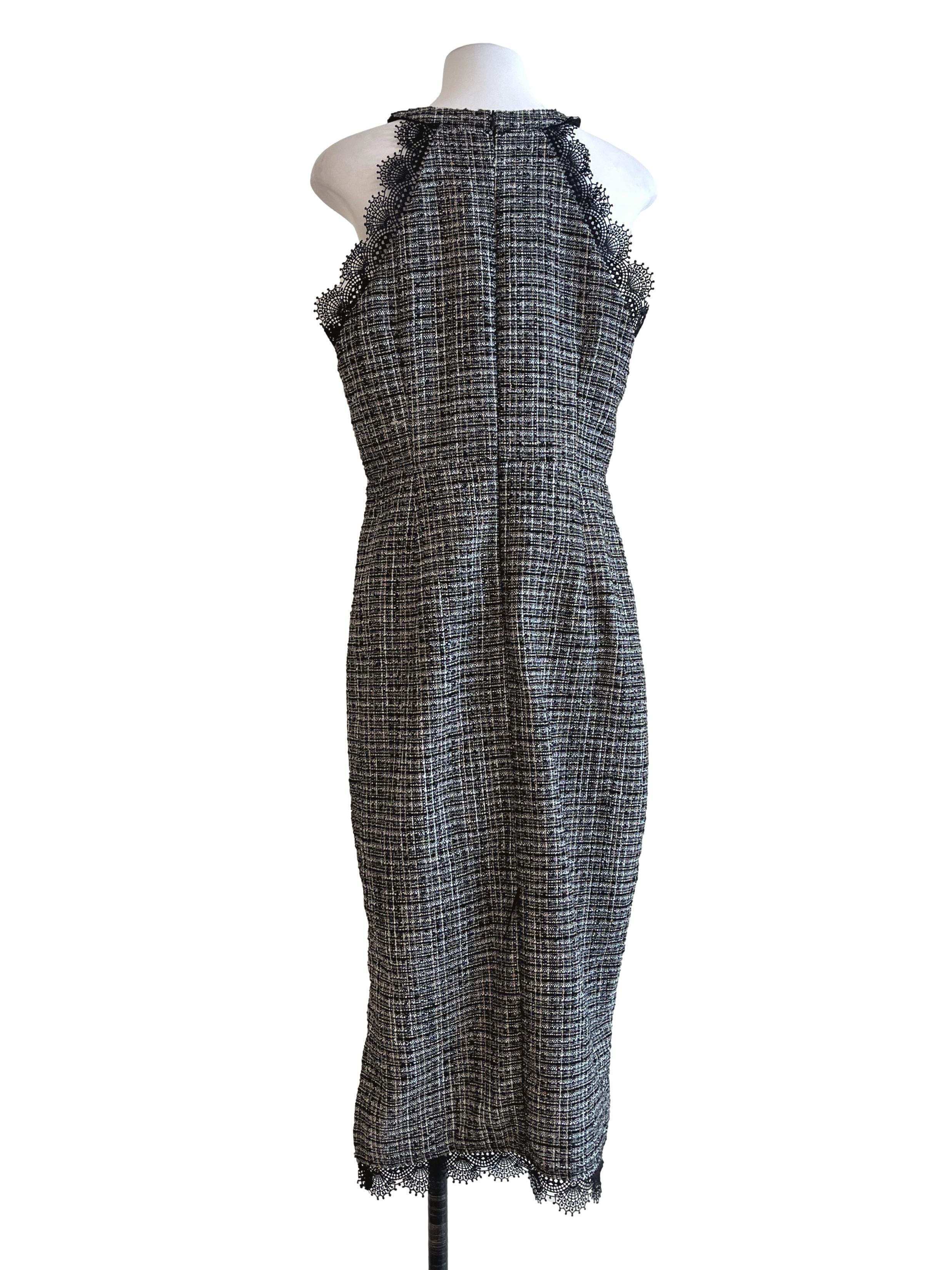 Onyx Black Tweed Sleeveless A-Line Dress