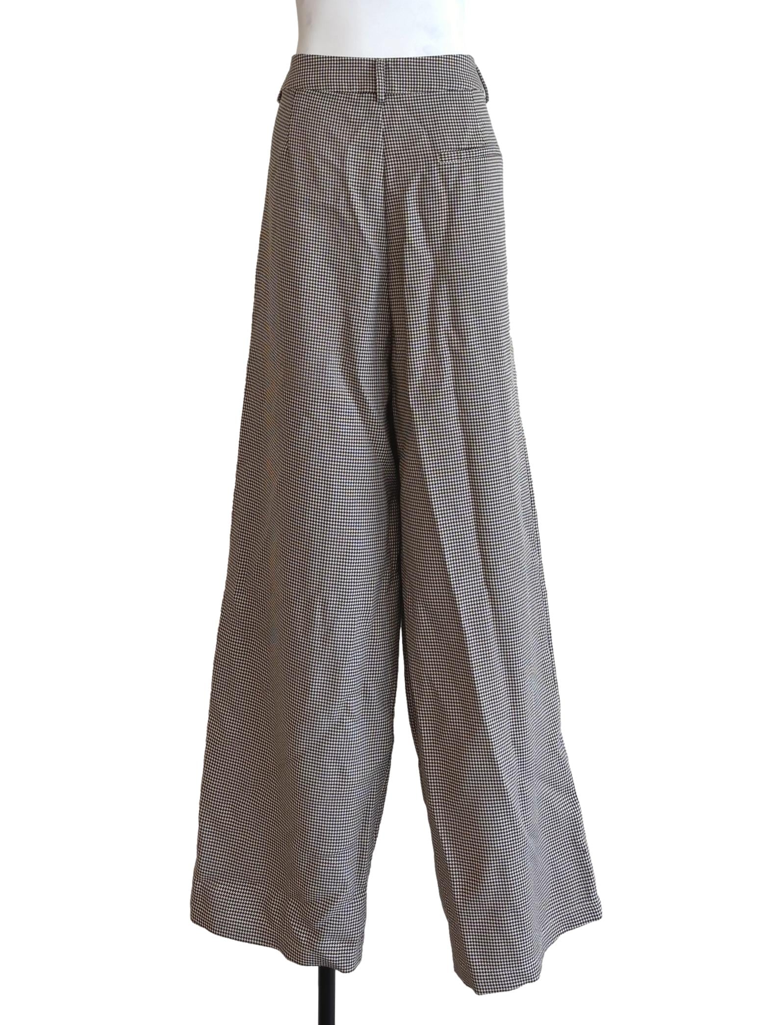 Brown Houndstooth Wide Leg Pants