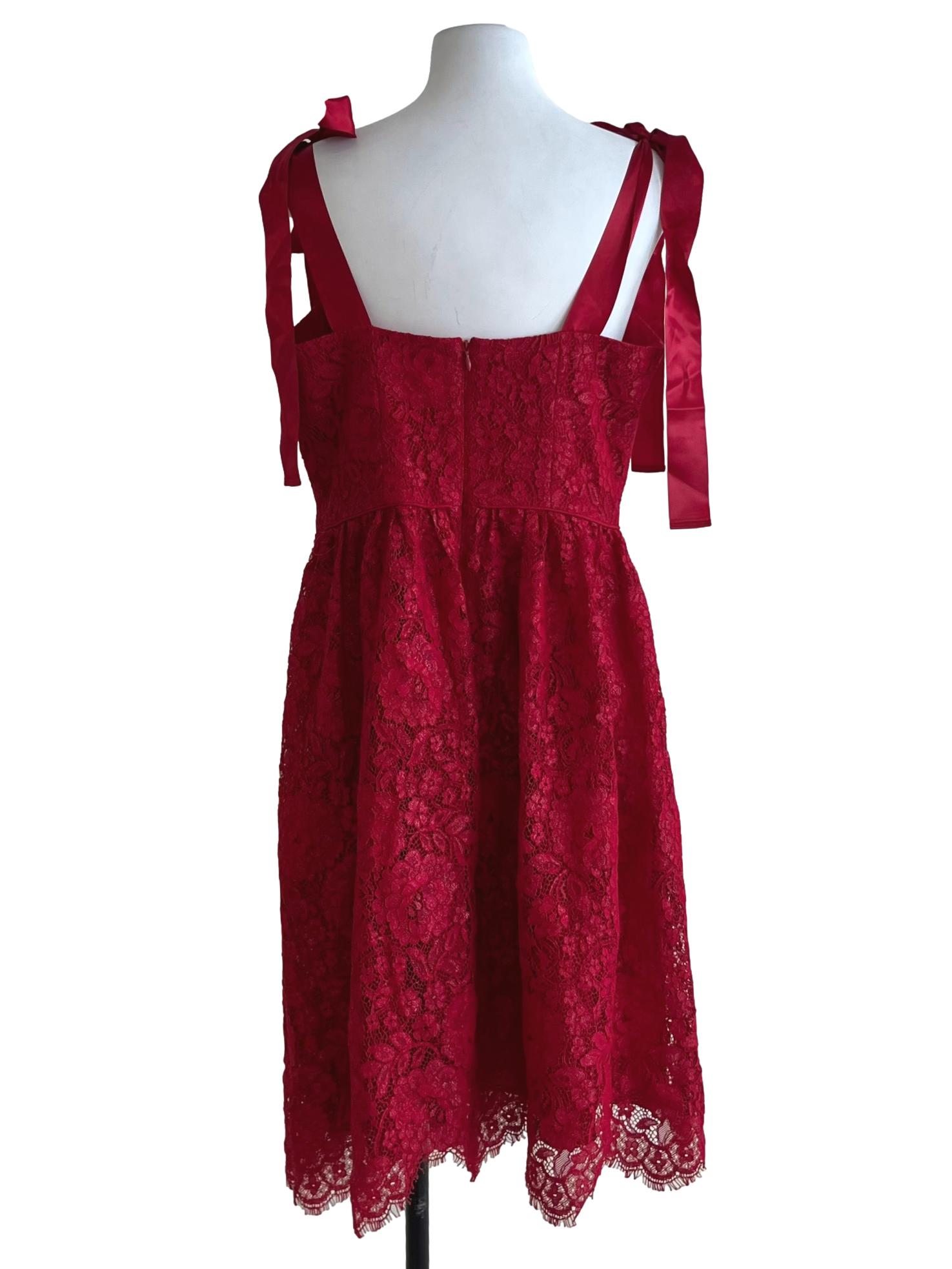 Ruby Red Lace A-Line Dress