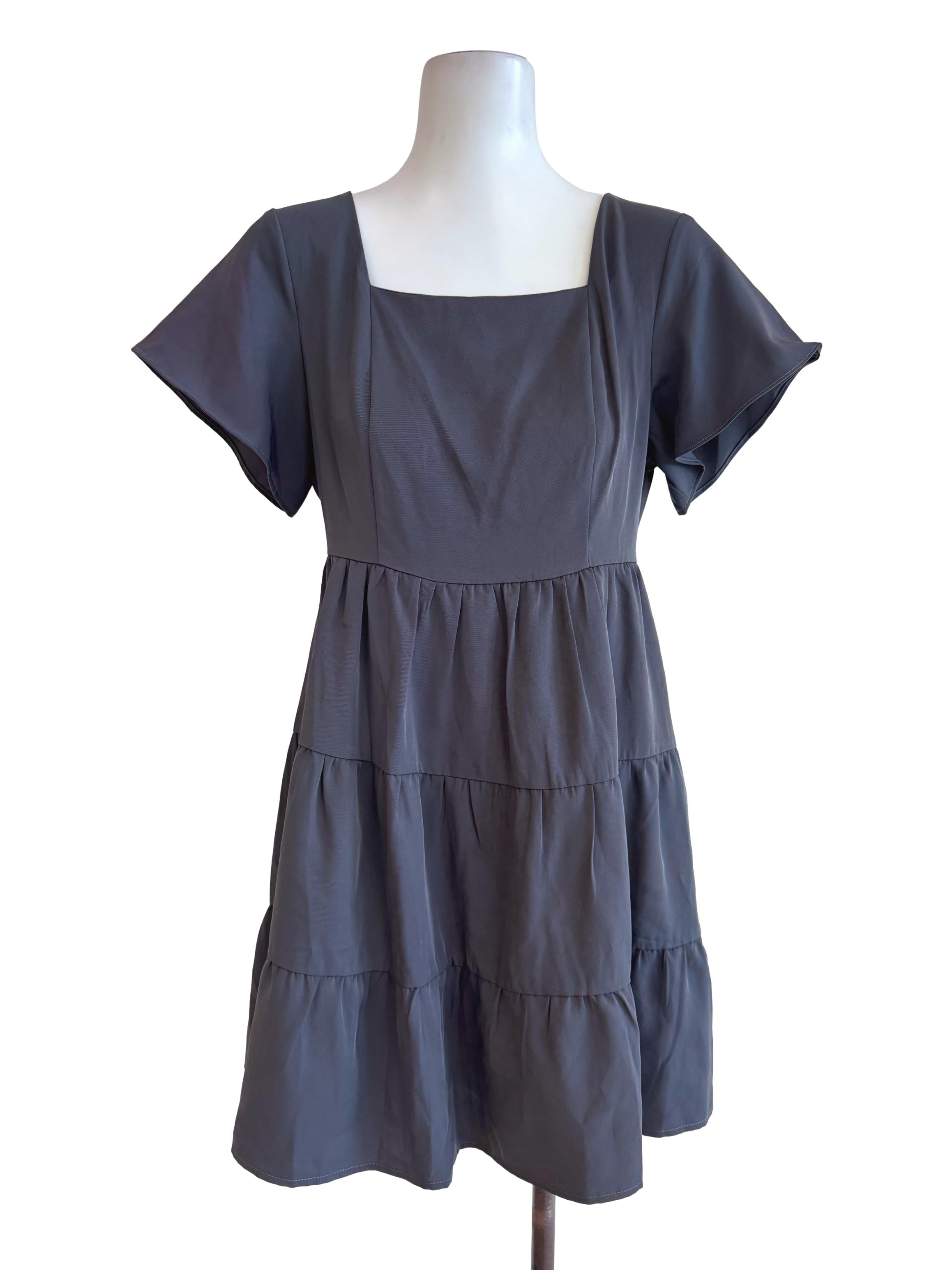 Charcoal Tiered Babydoll Dress