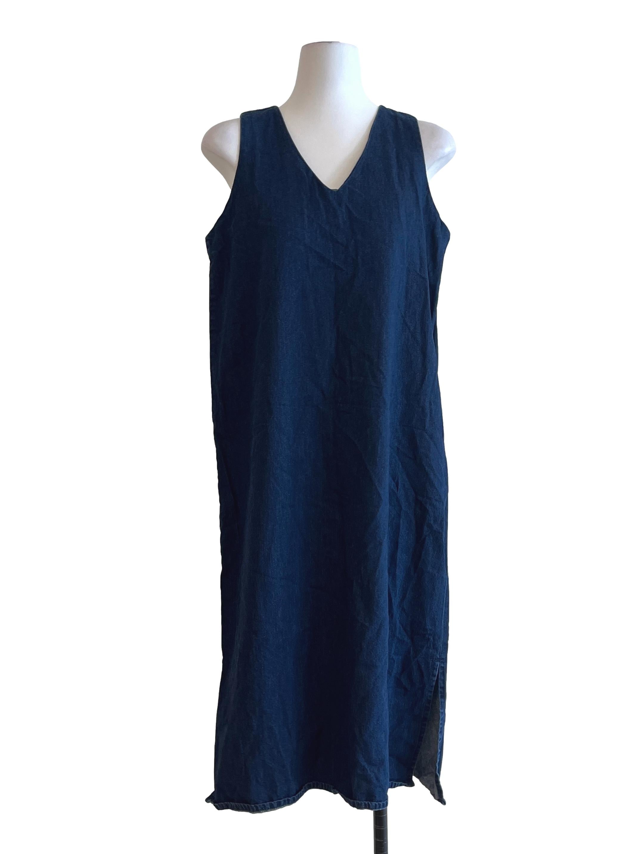 Denim Blue V-Neck Tunic Sleevless Dress TEM
