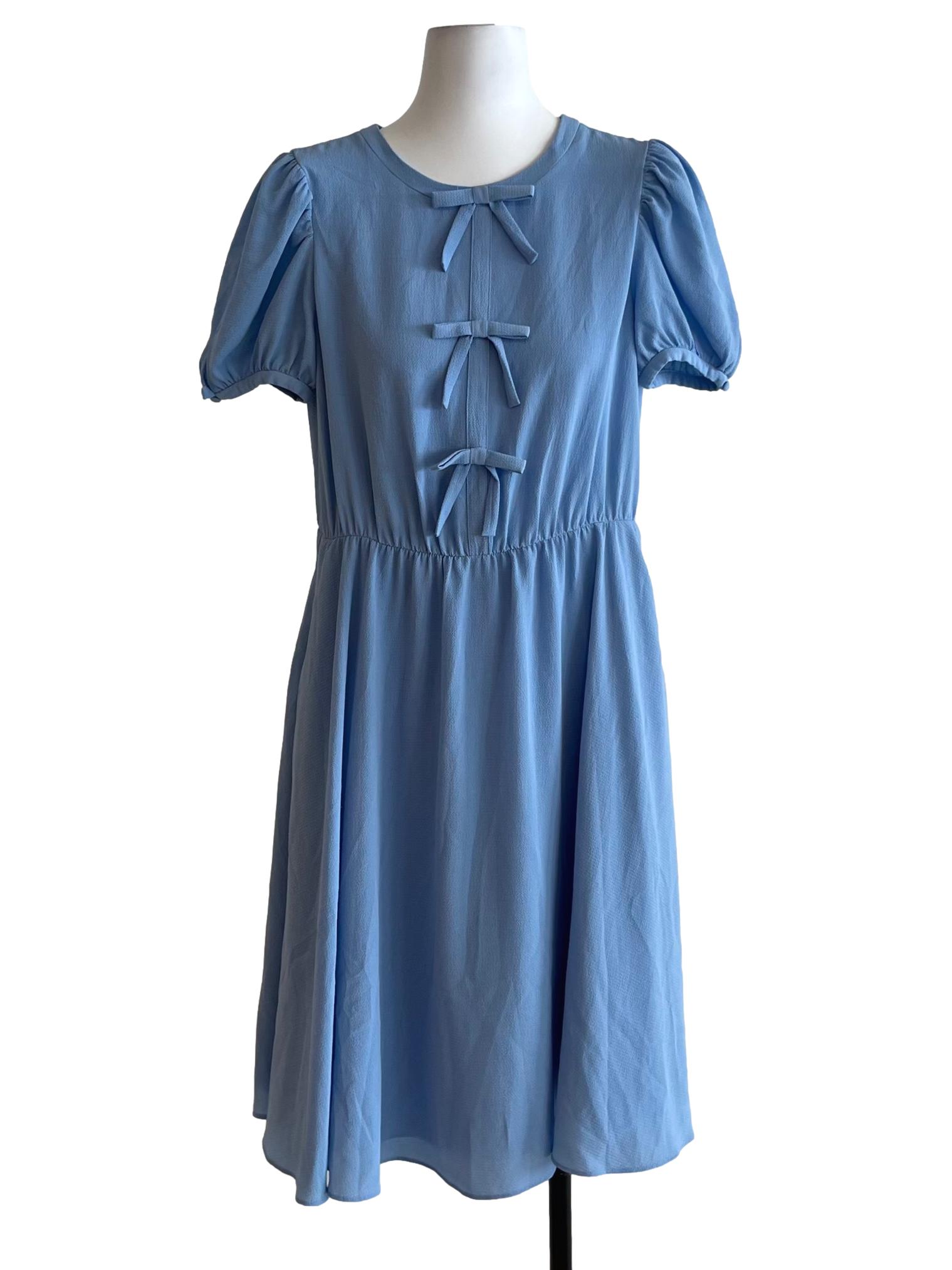 Sky Blue Jewel Neckline Empire Dress