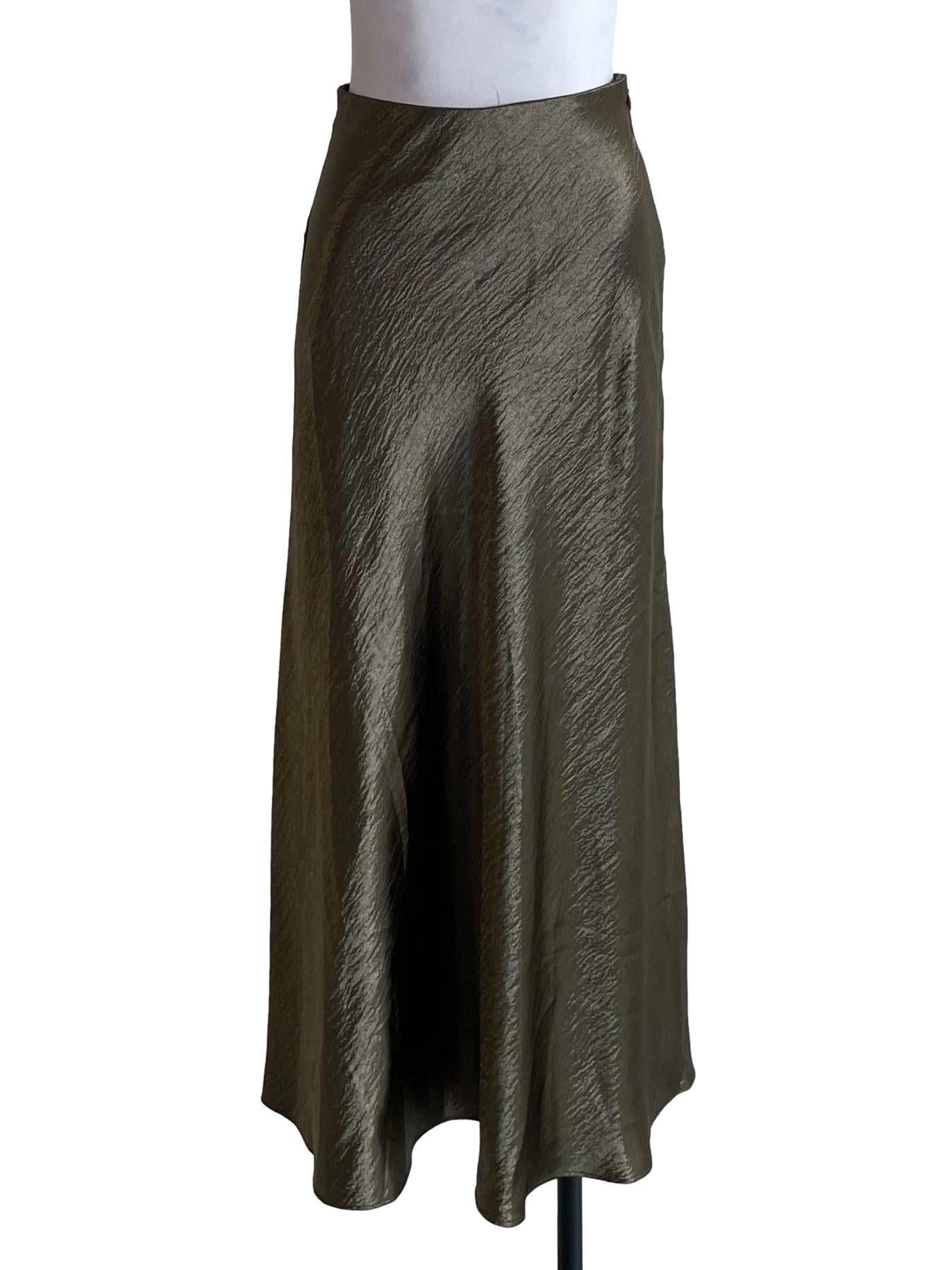 Crocodile Green Satin Skirt
