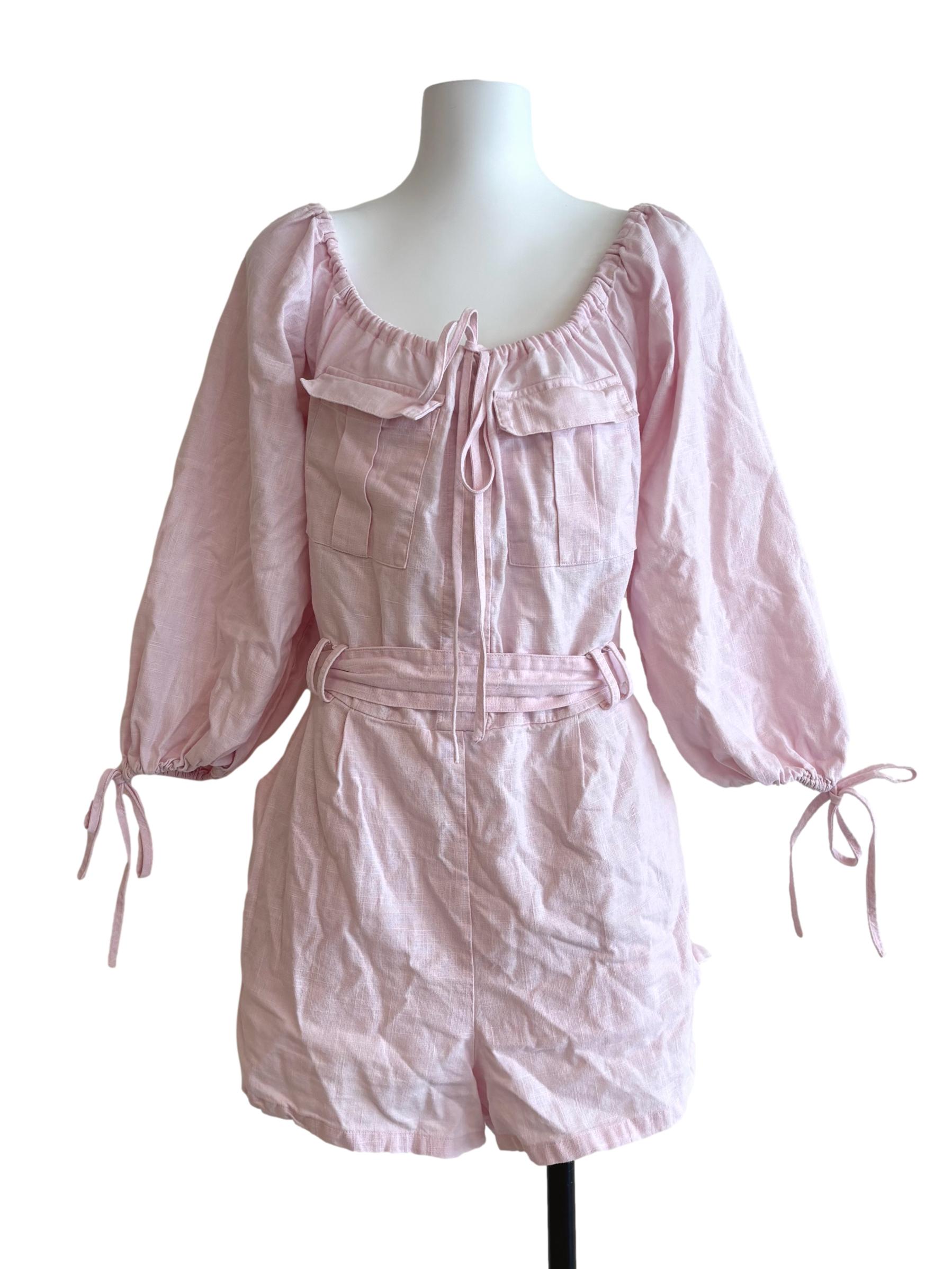Blush Pink Linen Romper