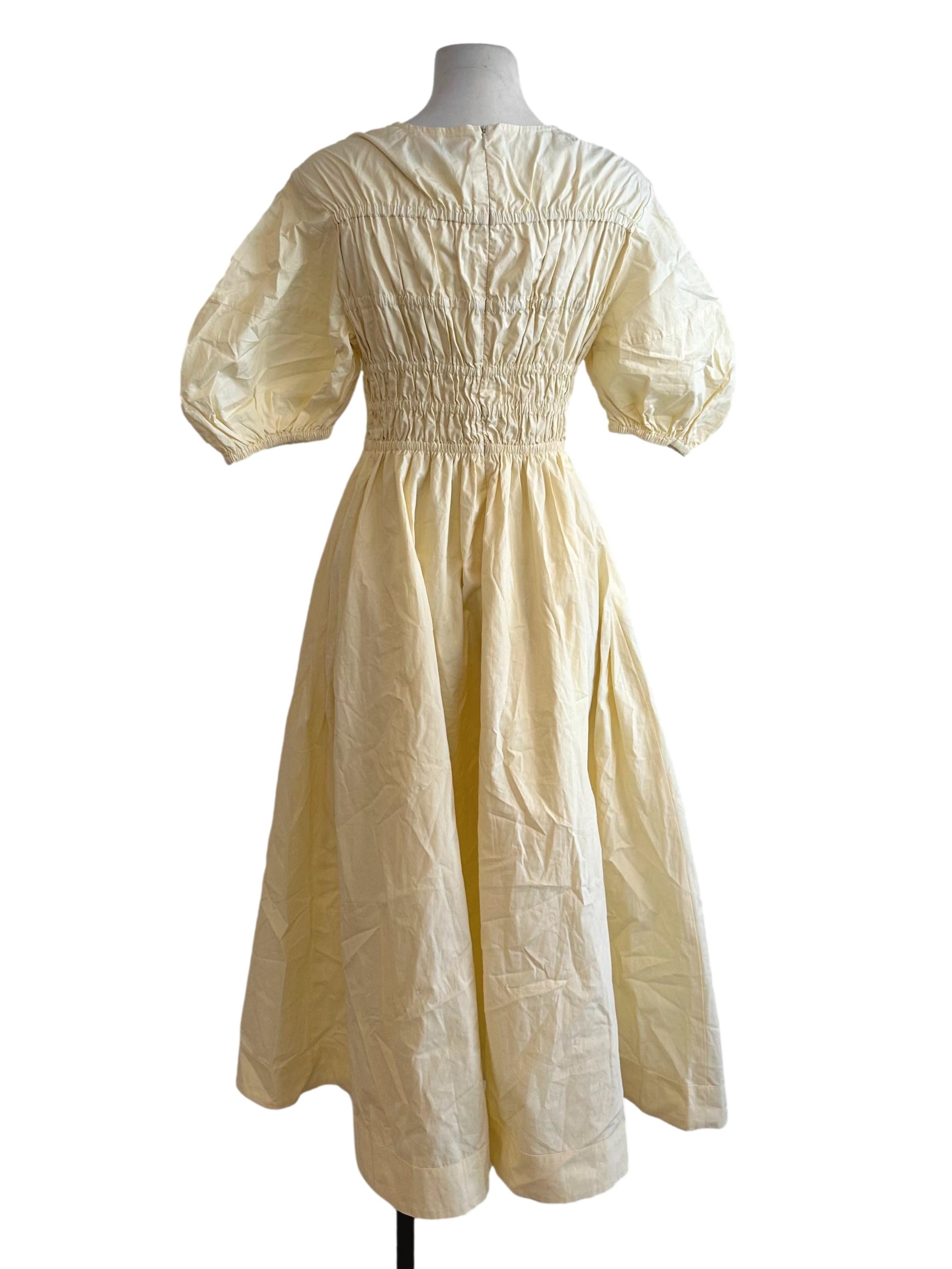 Butter Yellow Plain Puff Sleeve Dress TEM