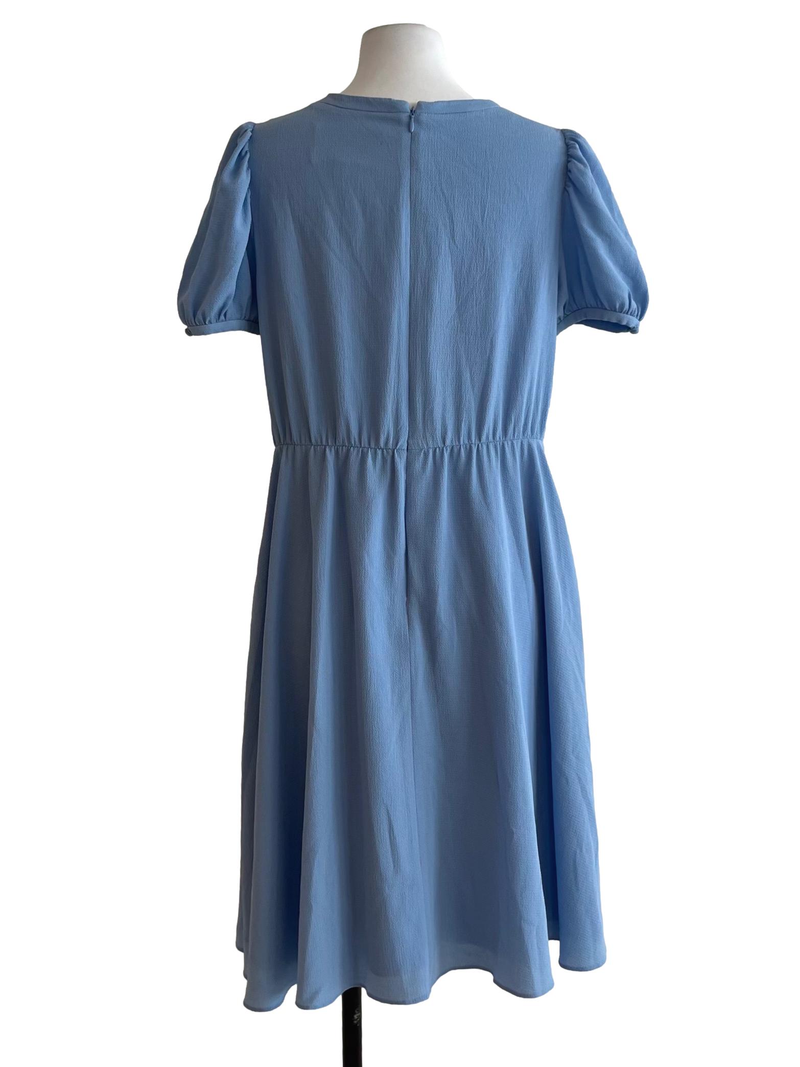 Sky Blue Jewel Neckline Empire Dress