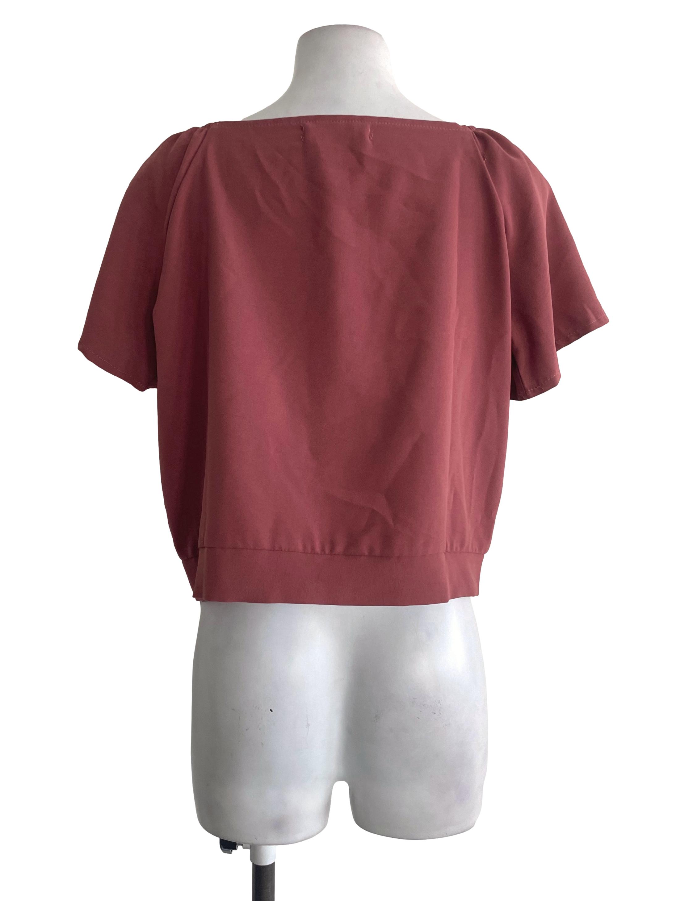 Maroon Button Top
