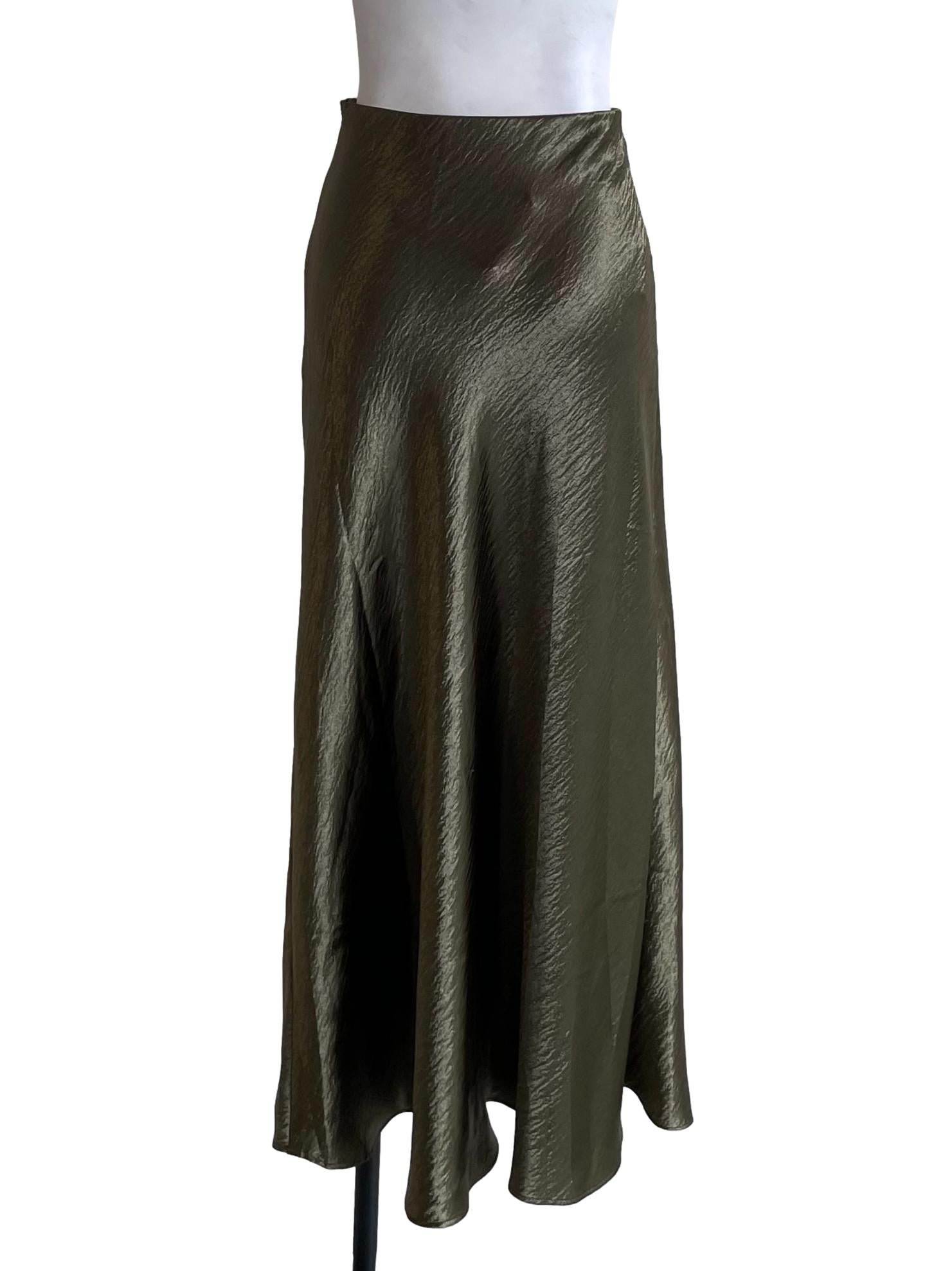 Crocodile Green Satin Skirt