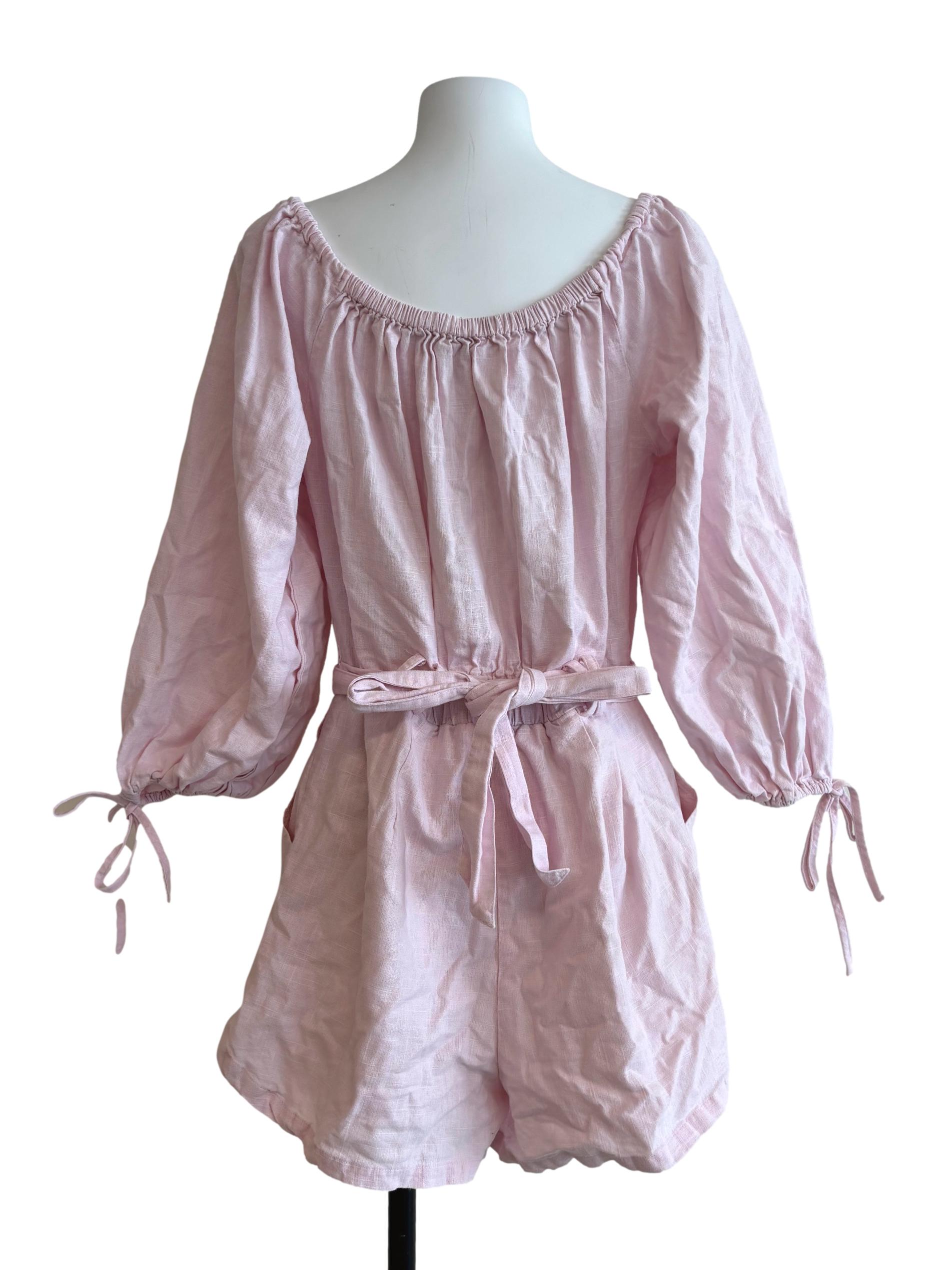 Blush Pink Linen Romper