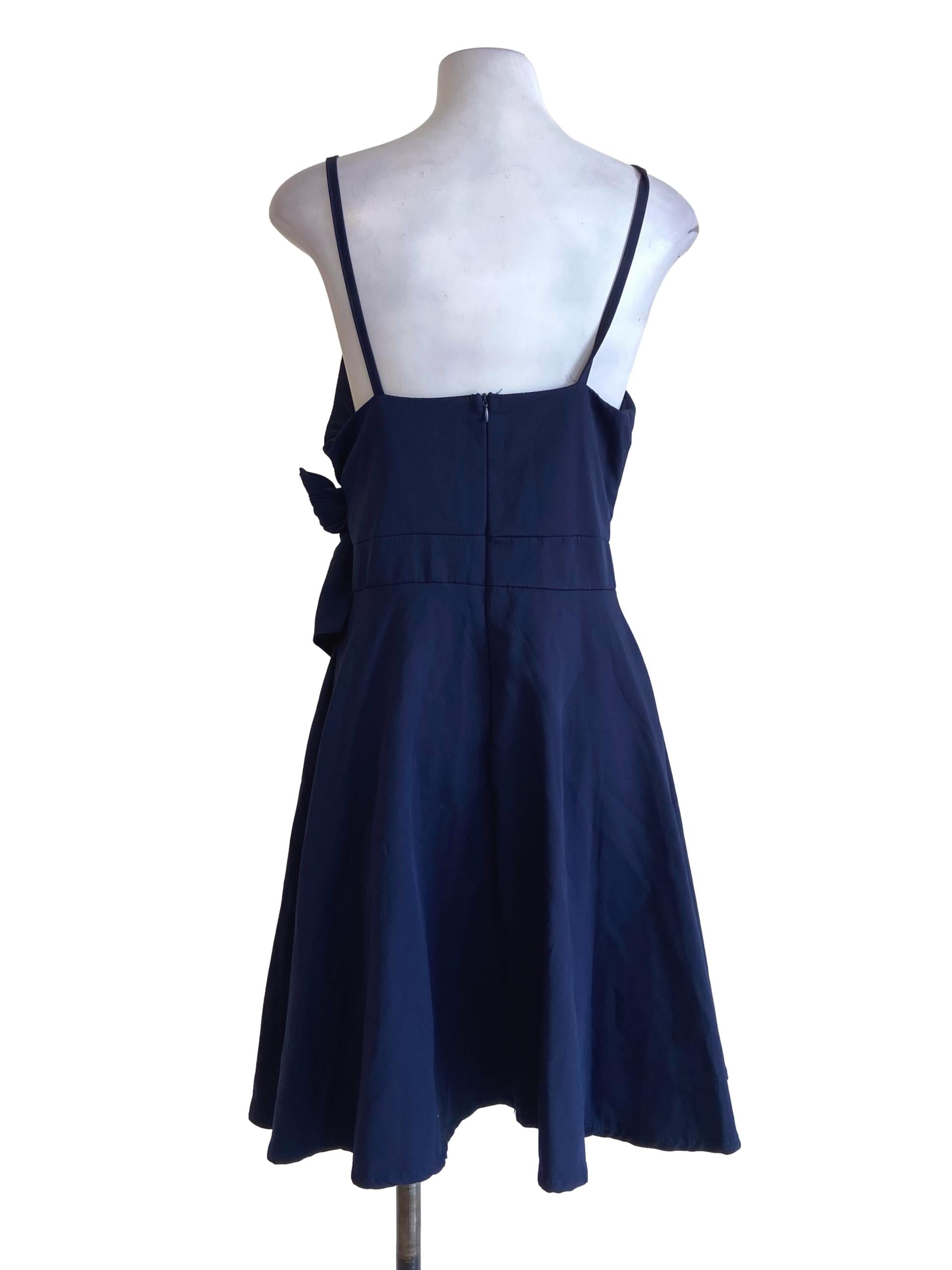 Navy Blue Spaghetti Strap A-Line Dress