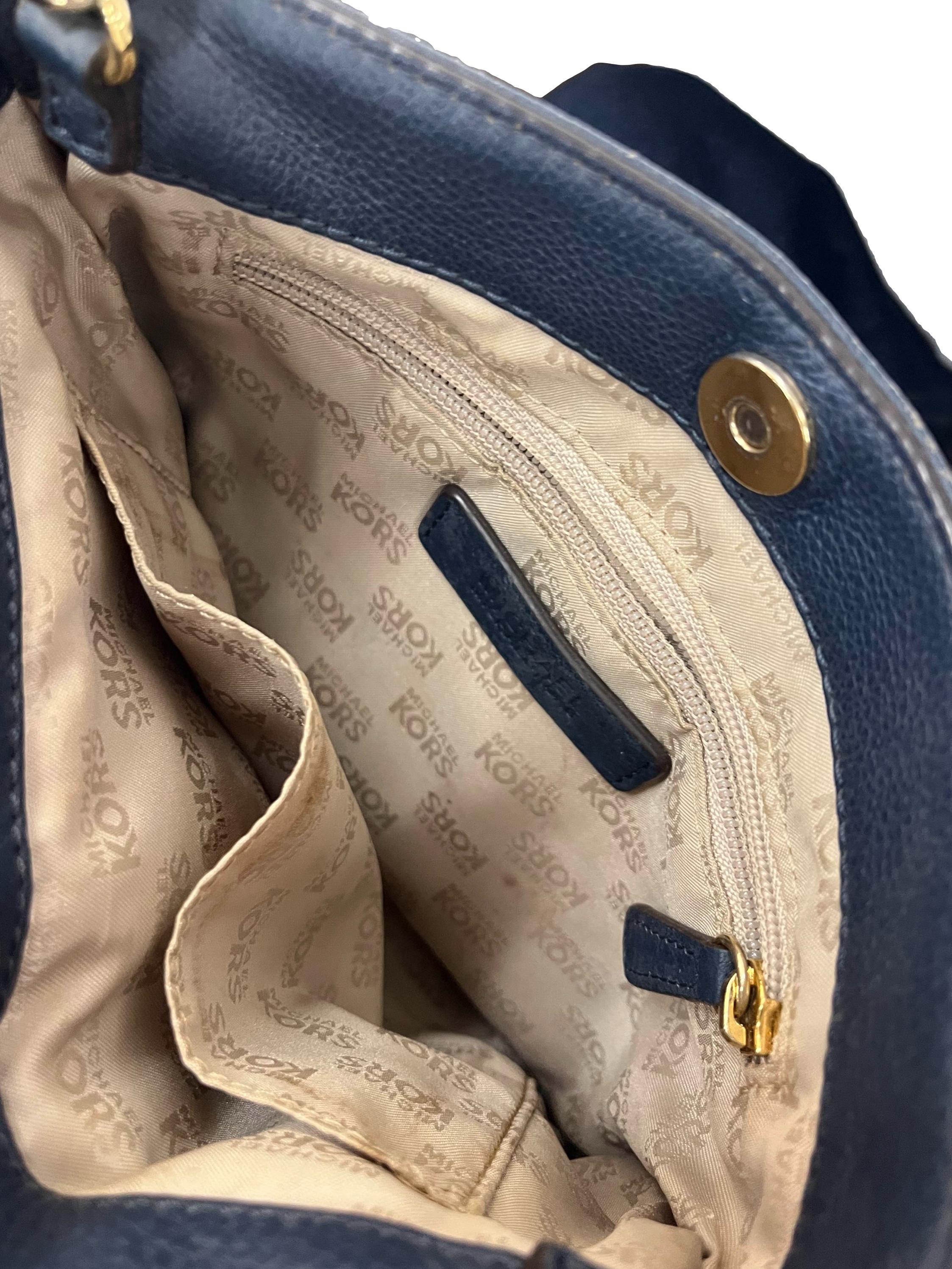 Navy Blue Hamilton Pebble Leather Crossbody Bag