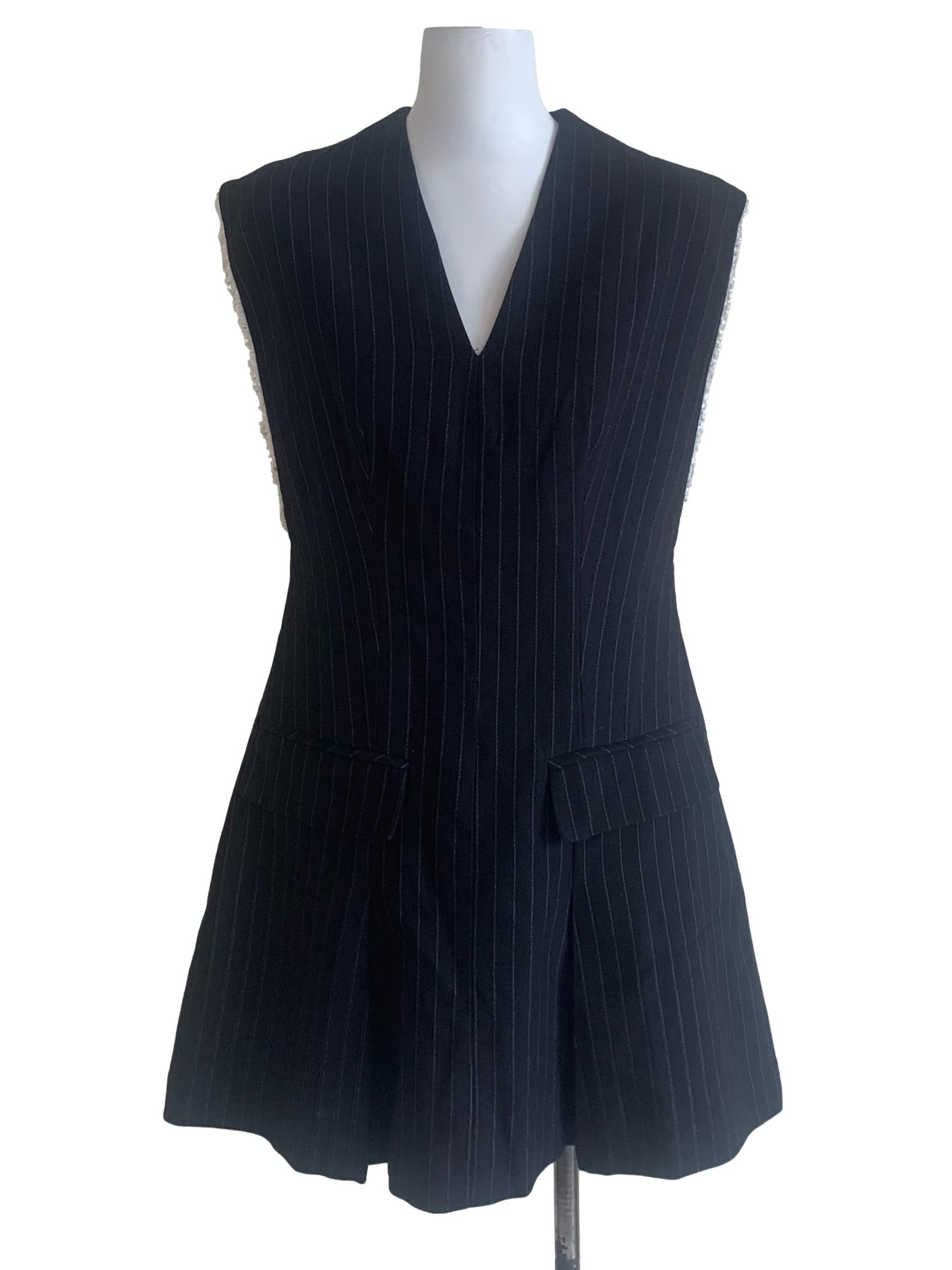 Charcoal Black Pencil Stripe Dress