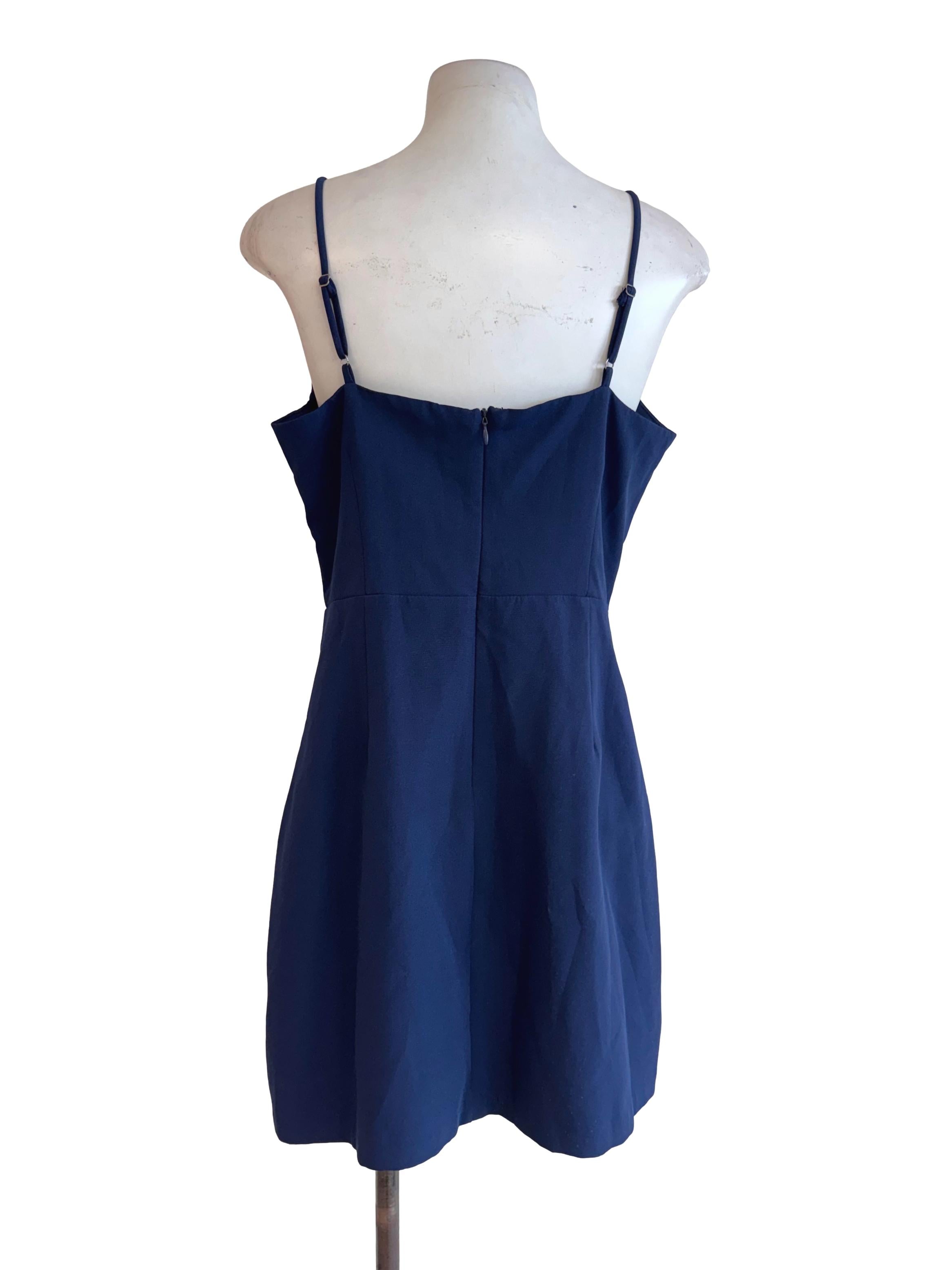 Navy Spaghetti Strap Mini Dress With Front Cutout