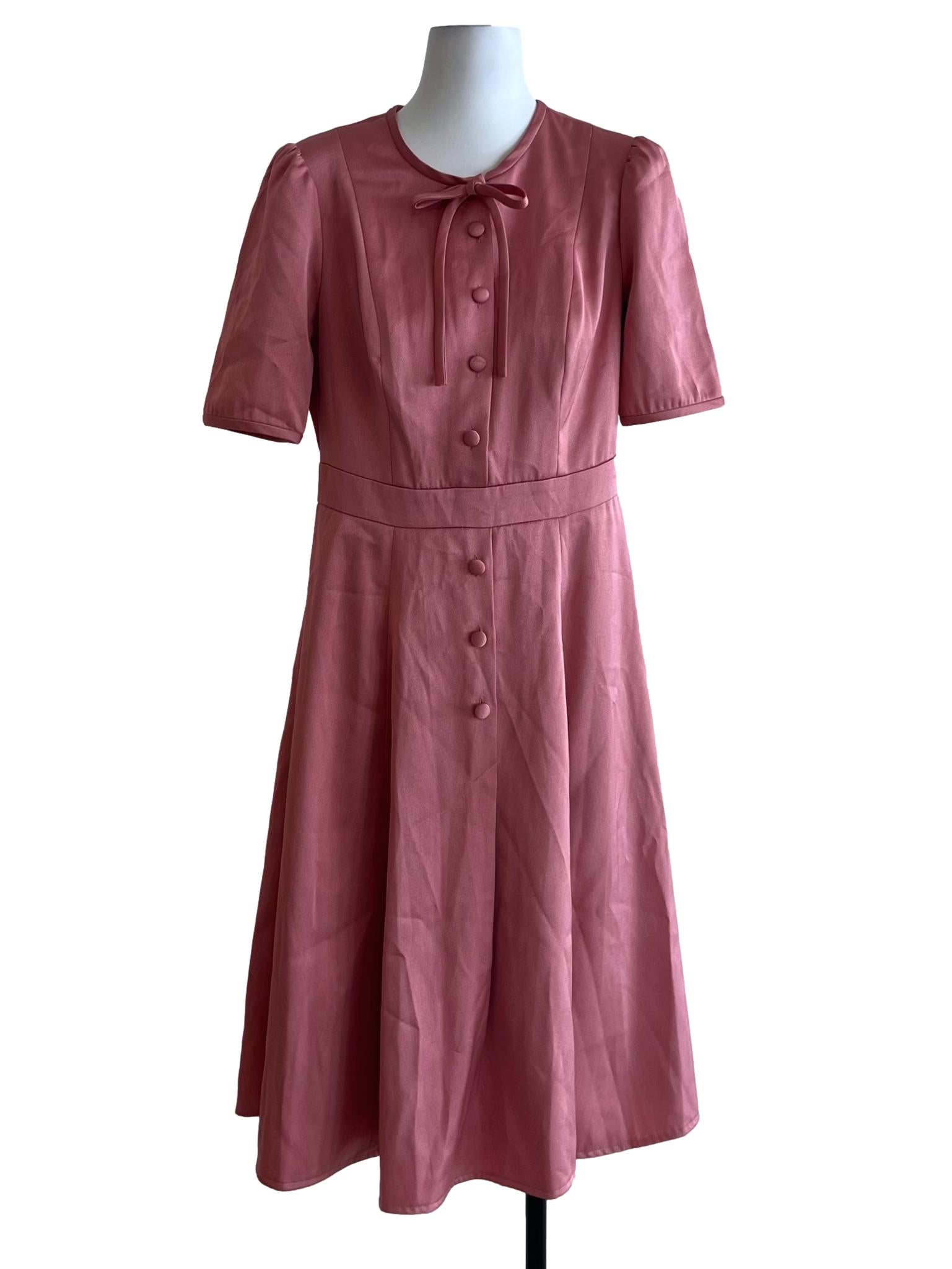 Rouge Pink Jewel Neckline Empire Dress