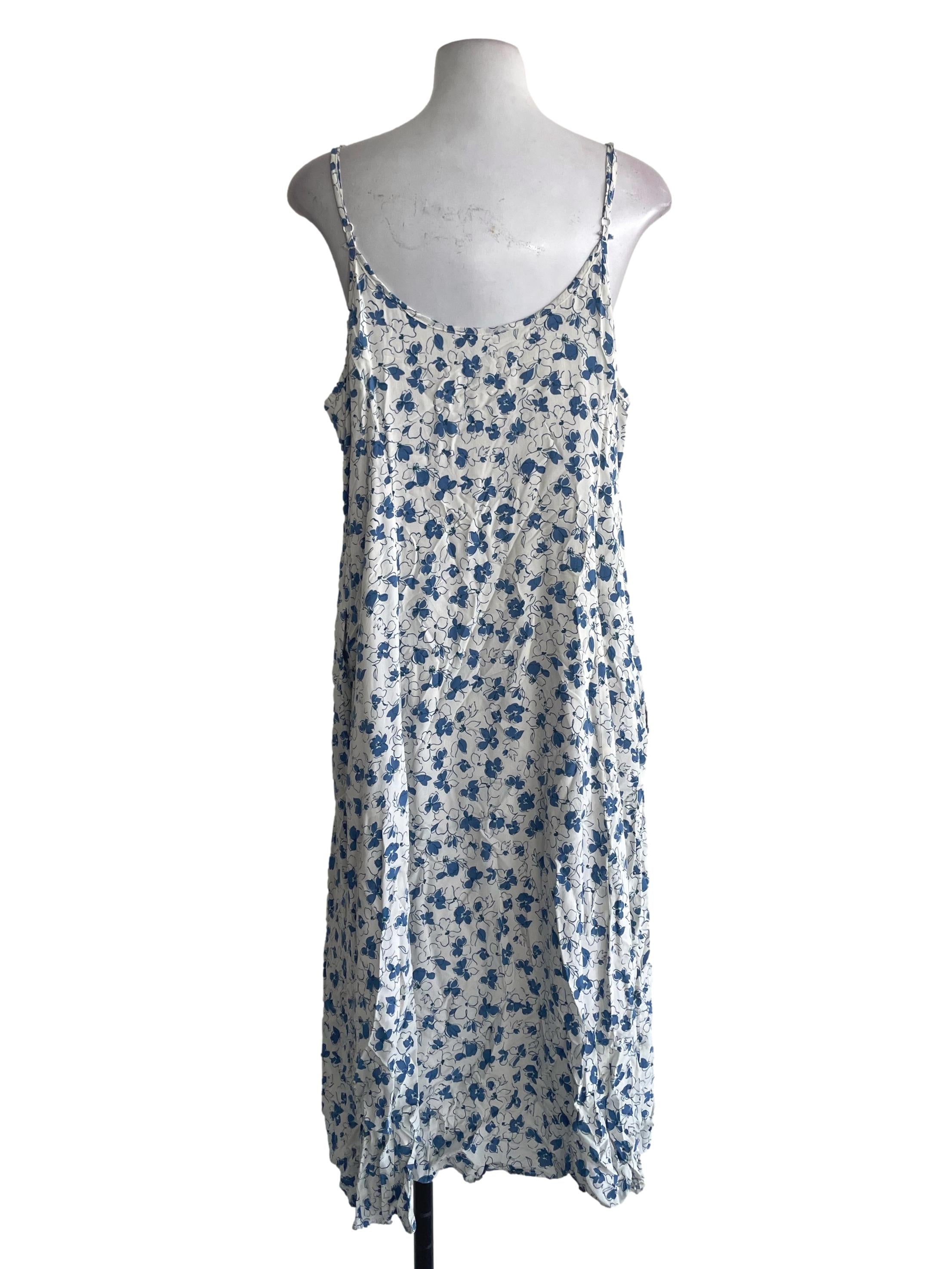 White And Blue Floral Dress