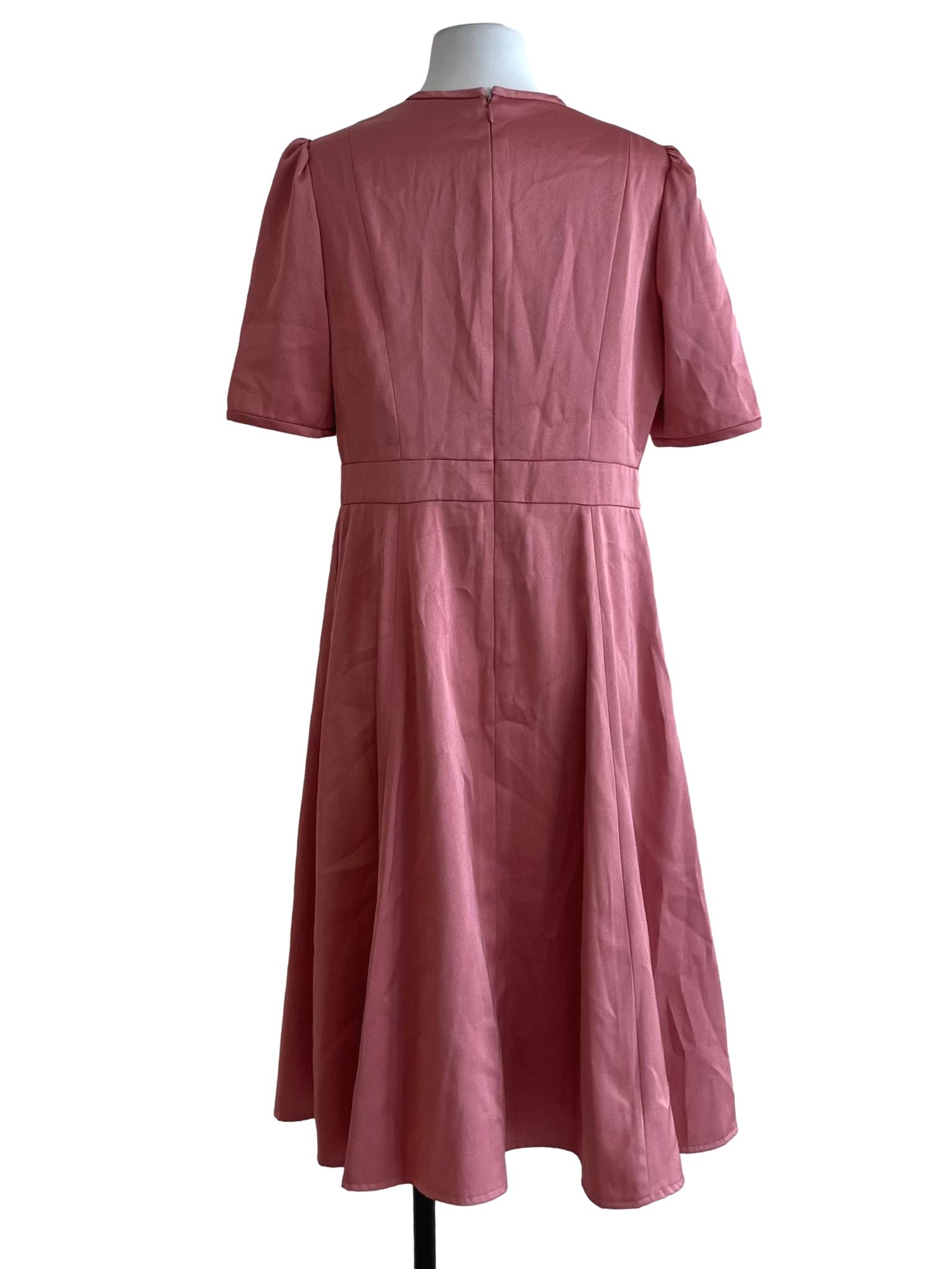 Rouge Pink Jewel Neckline Empire Dress