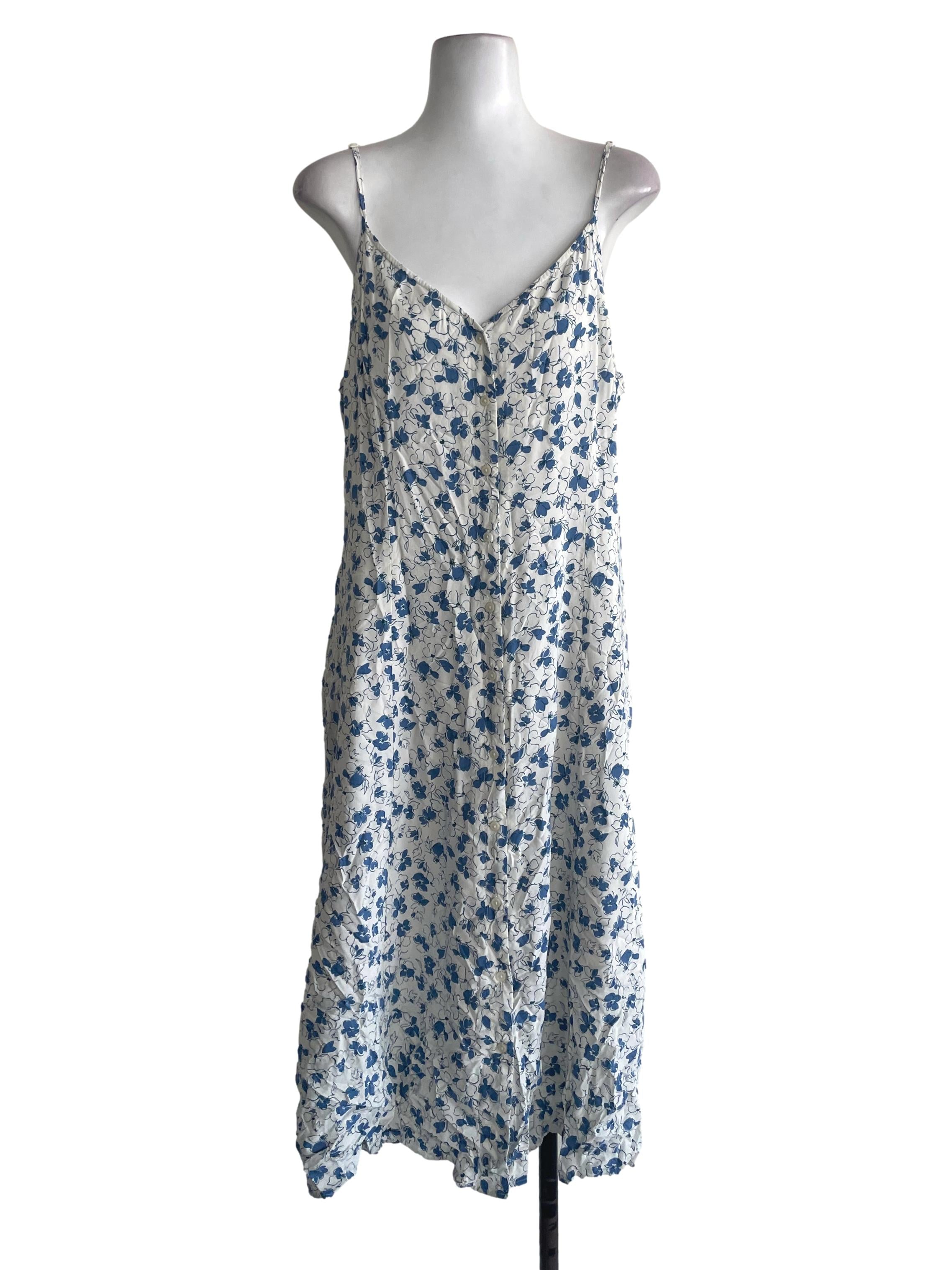 White And Blue Floral Dress