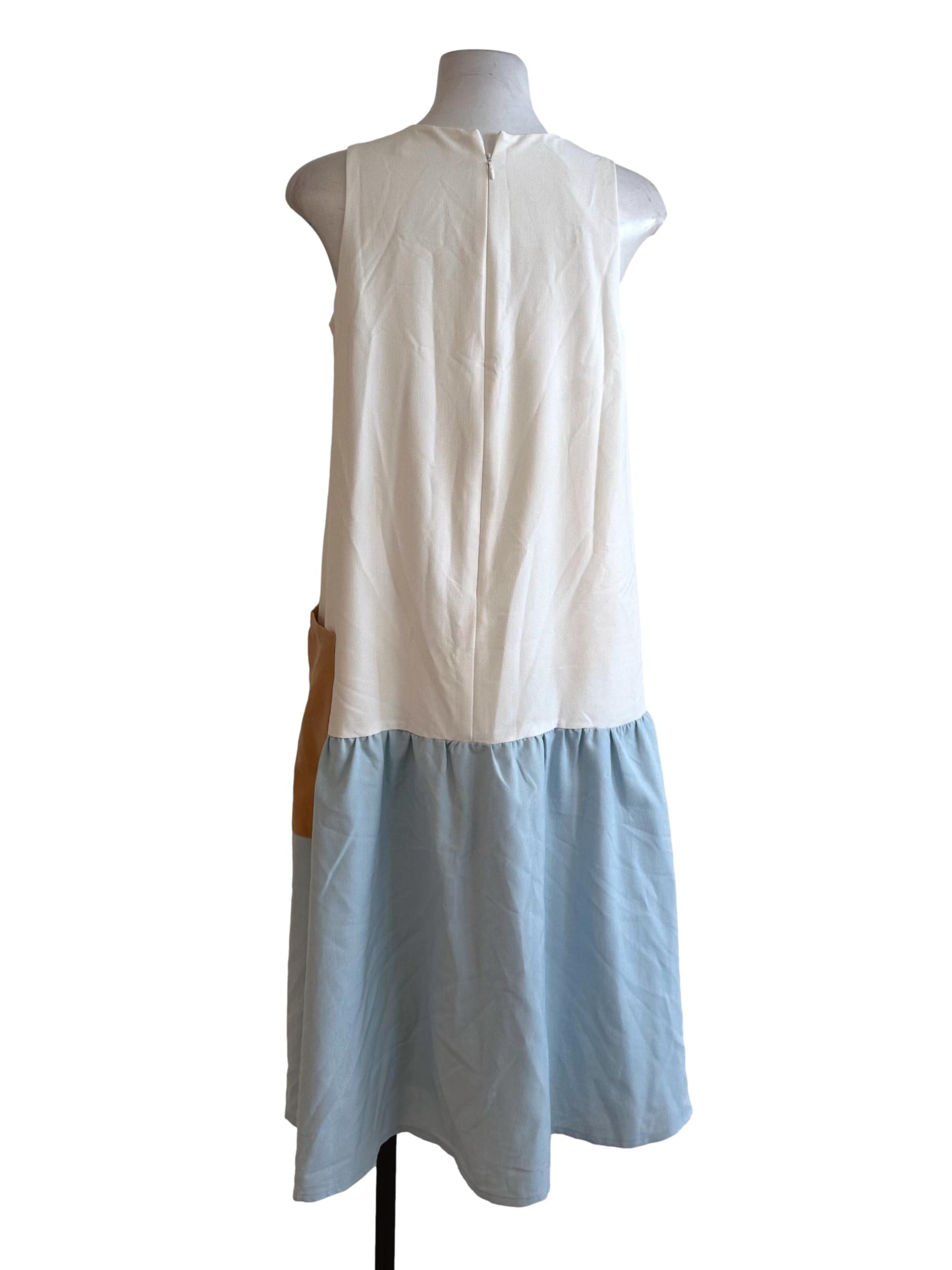 White Blue Pocket Princess Dress