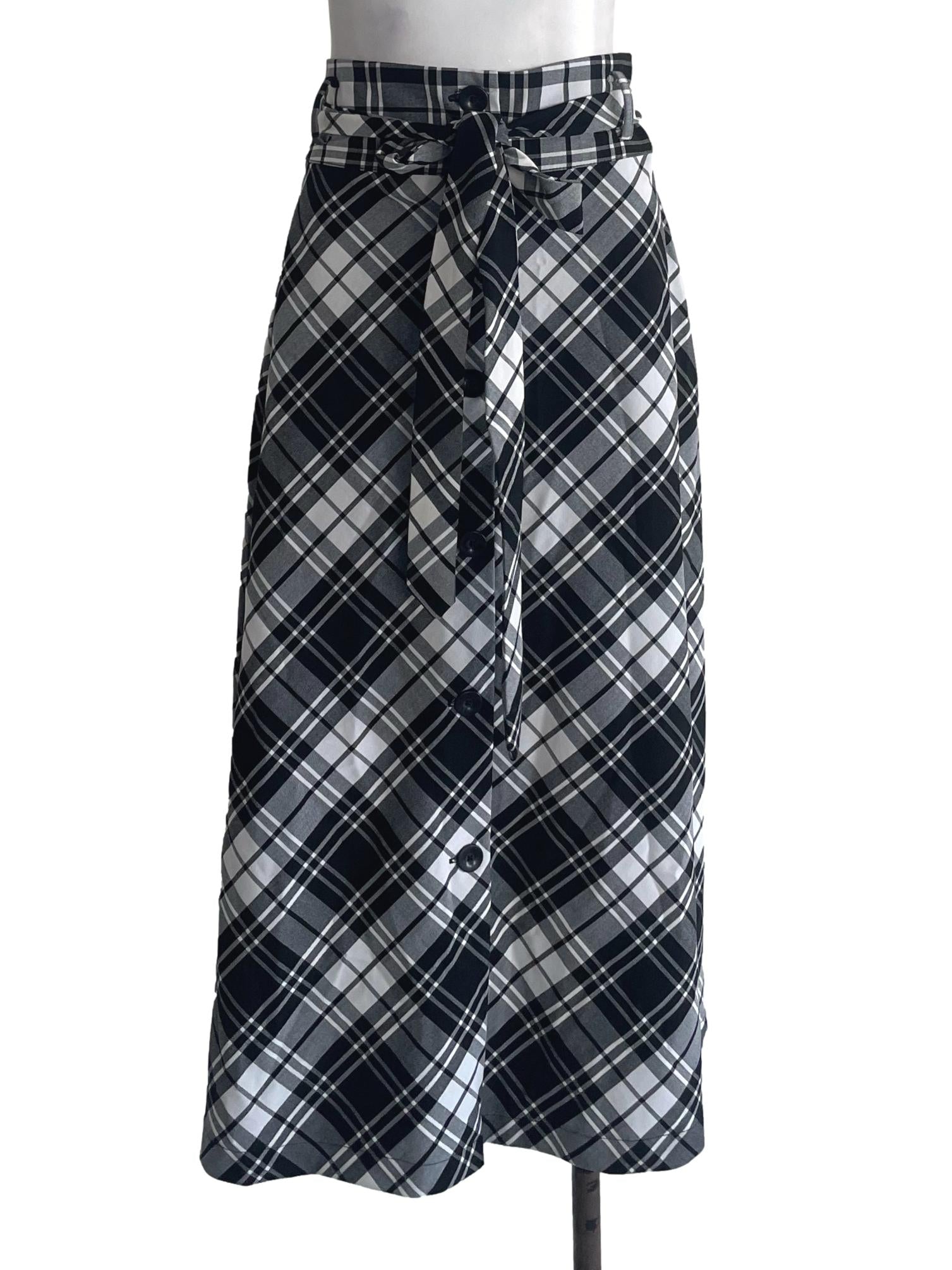 Black And White Checked Skirt
